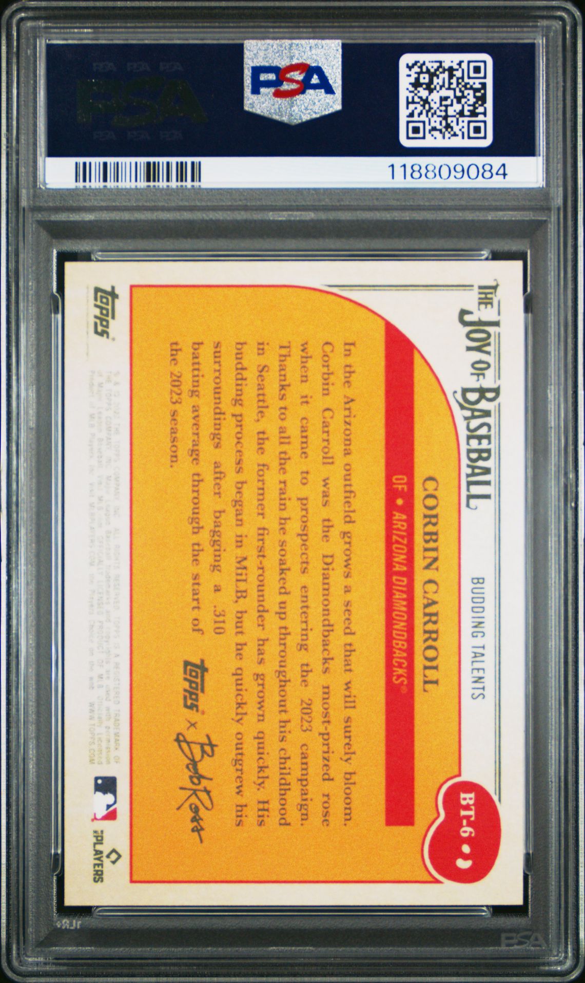 2023 Topps X Bob Ross The Joy Of Baseball Budding Talents Corbin Carroll #Bt6 (Budding Tlnt-Titanium White) Gem Mt 10 back