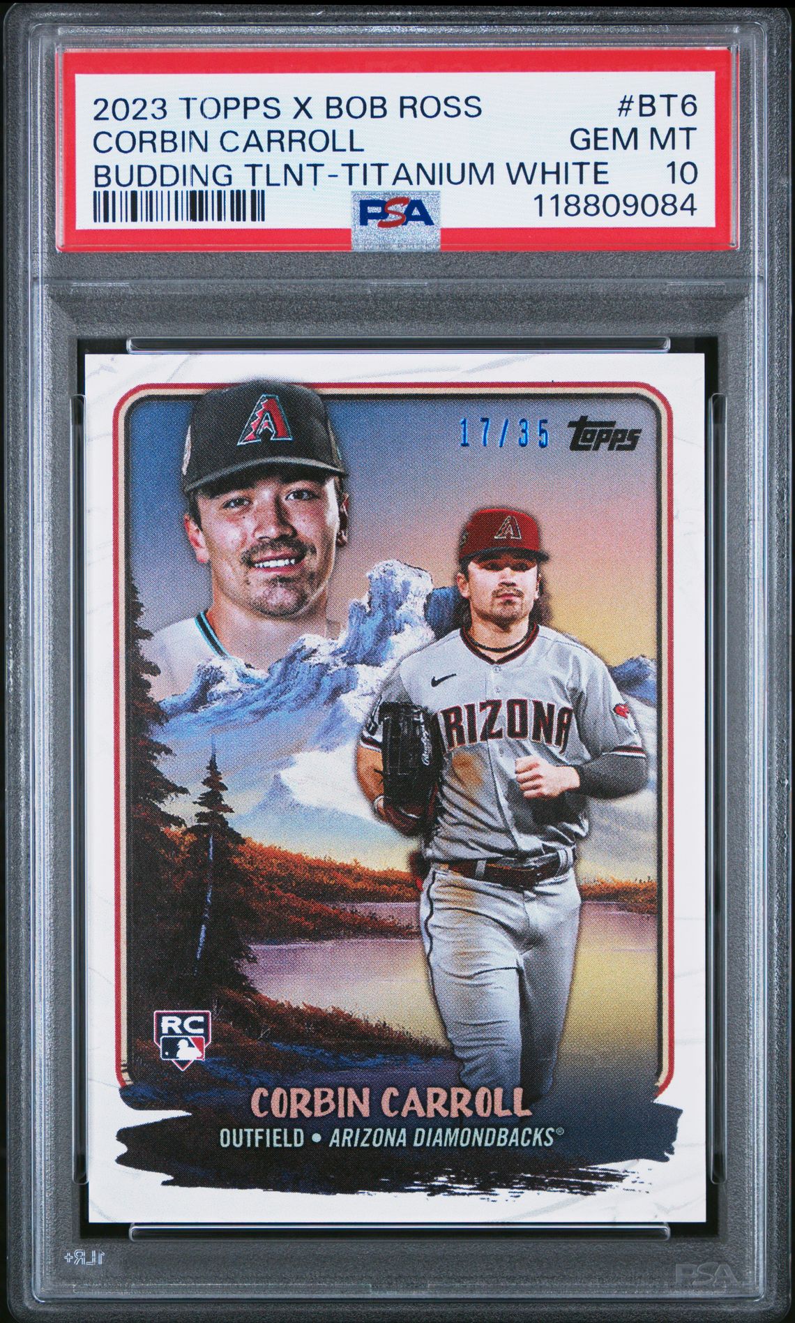 2023 Topps X Bob Ross The Joy Of Baseball Budding Talents Corbin Carroll #Bt6 (Budding Tlnt-Titanium White) Gem Mt 10 front