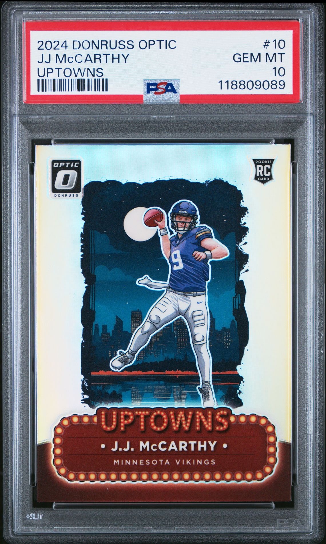 2024 Panini Donruss Optic Uptowns Jj Mccarthy #10 Gem Mt 10 front