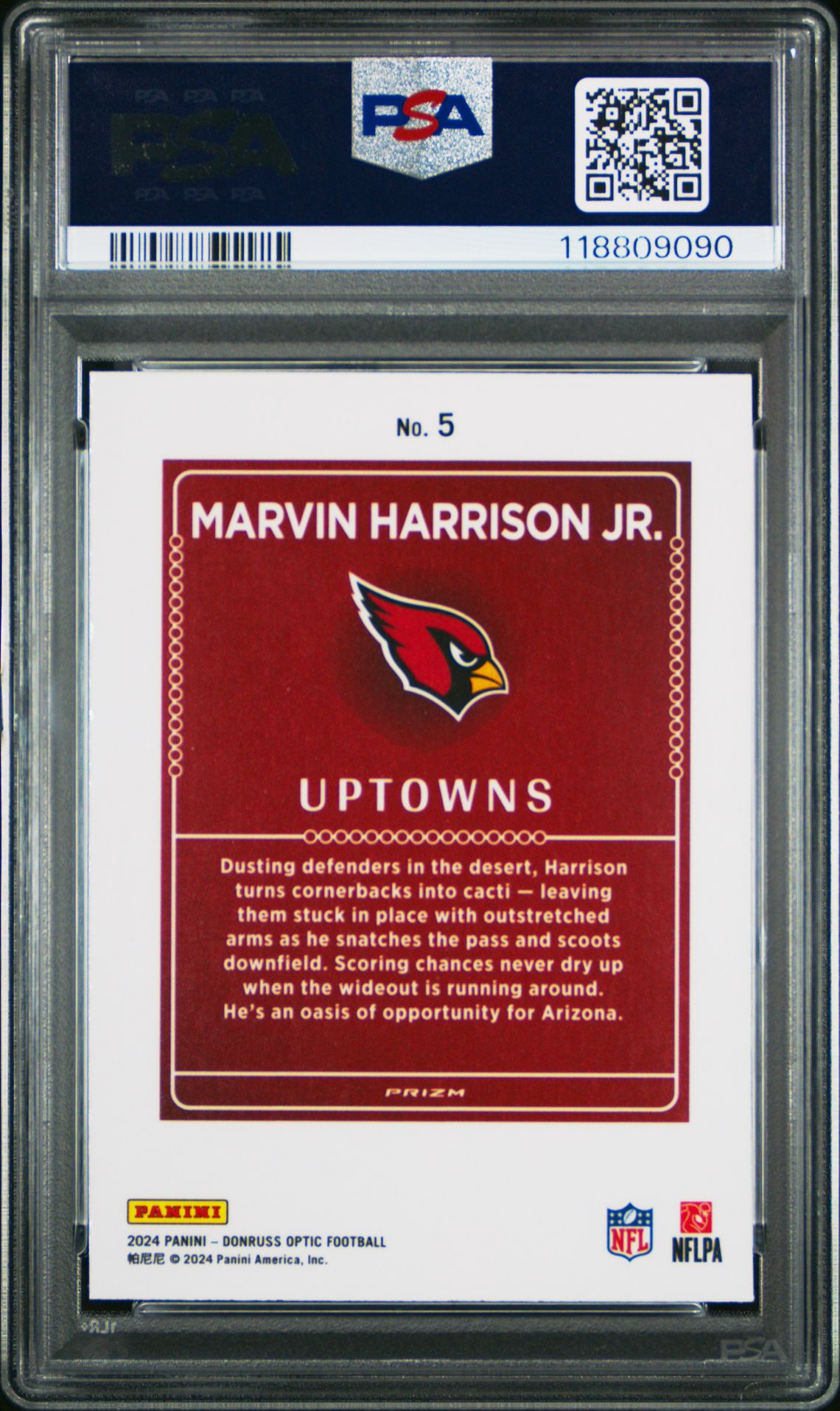 2024 Panini Donruss Optic Uptowns Marvin Harrison Jr. #5 Gem Mt 10 back