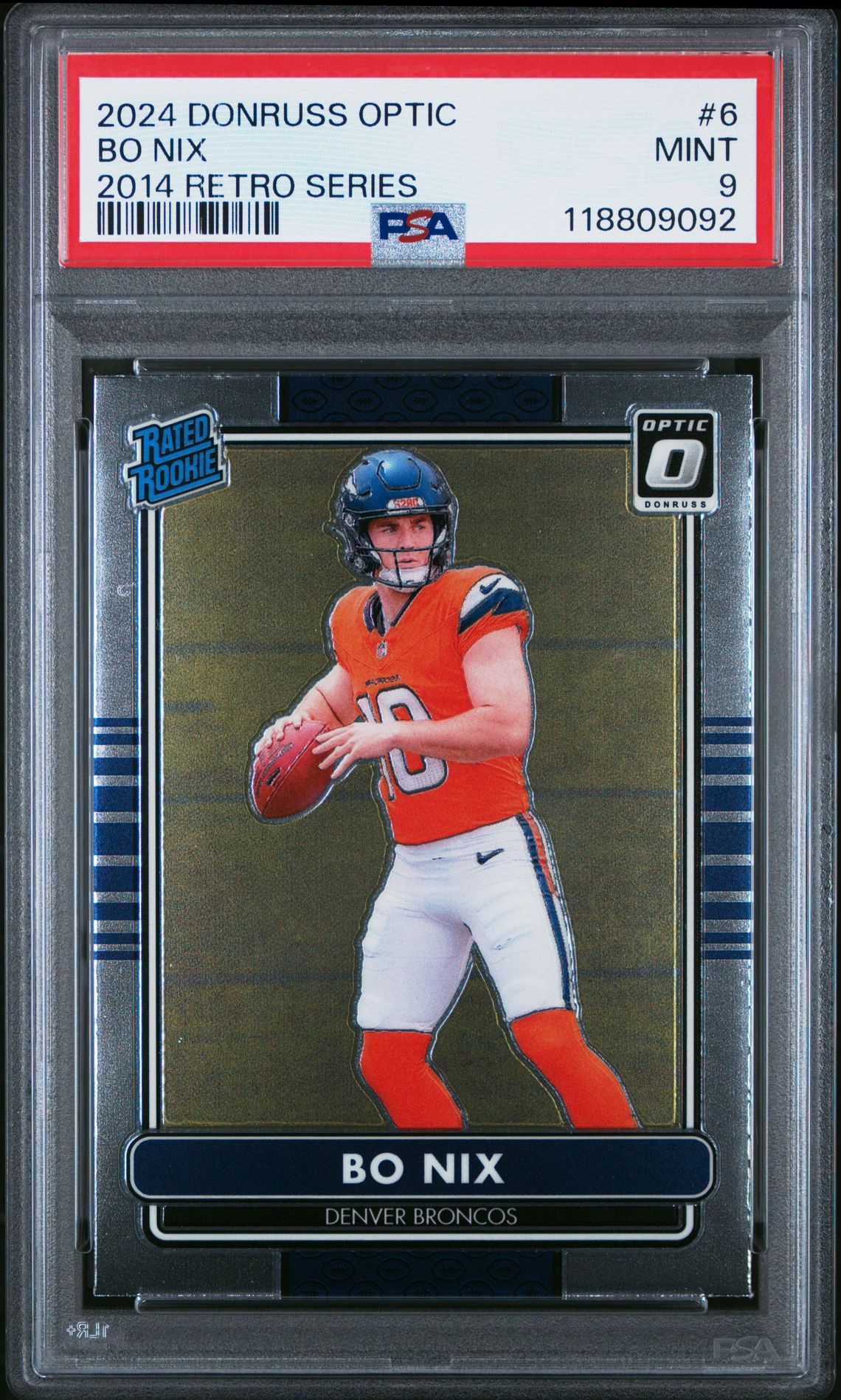 2024 Panini Donruss Optic 2014 Retro Series Bo Nix #6 Mint 9 front
