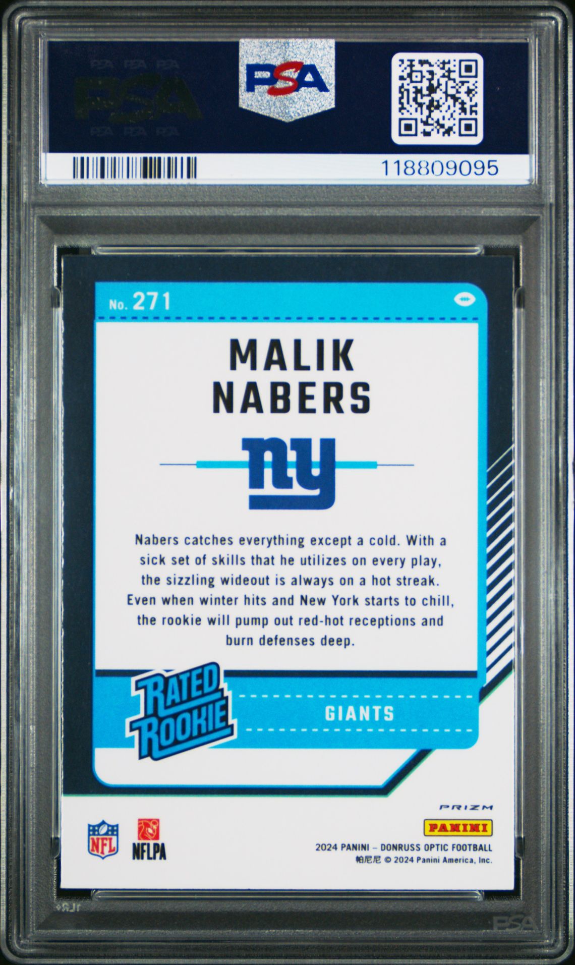 2024 Panini Donruss Optic Malik Nabers #271 (Purple Shock) Mint 9 back