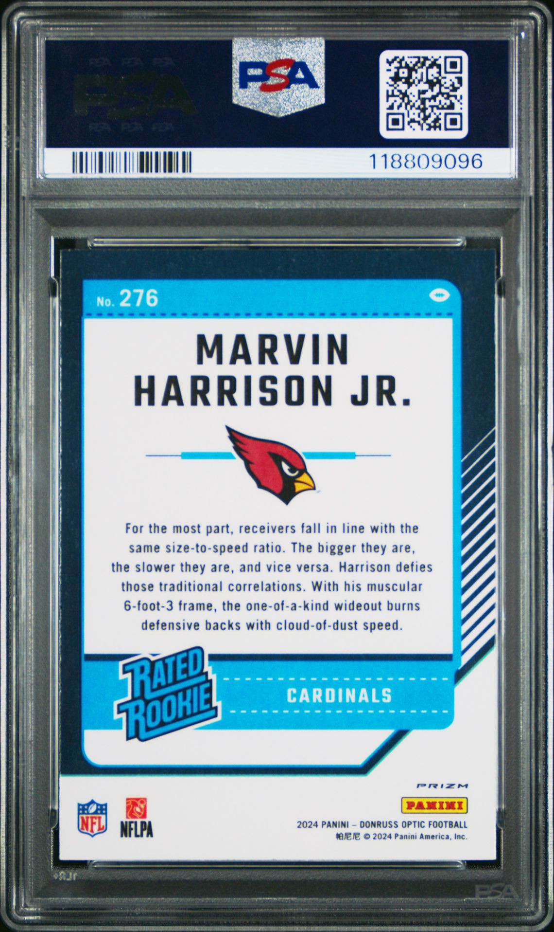 2024 Panini Donruss Optic Marvin Harrison Jr. #276 (Purple Shock) Gem Mt 10 back