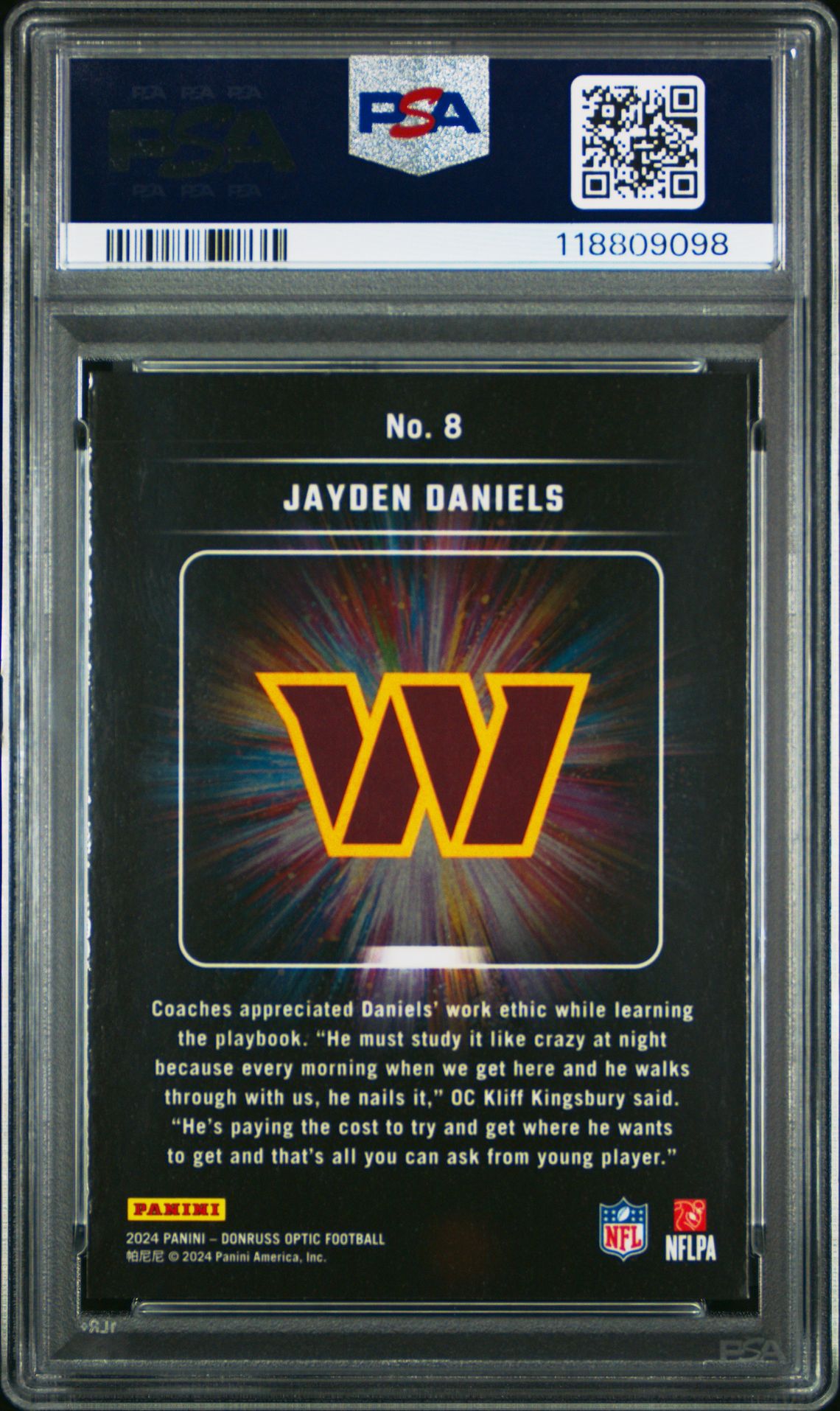 2024 Panini Donruss Optic Light It Up Jayden Daniels #8 Mint 9 back