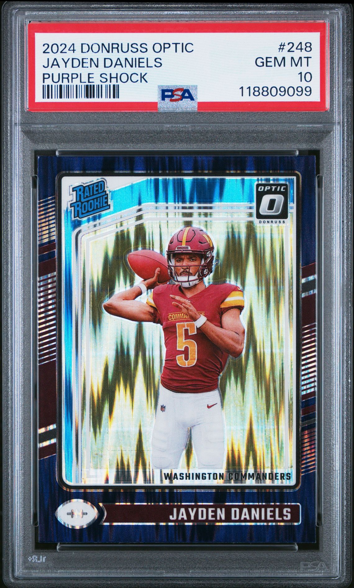 2024 Panini Donruss Optic Jayden Daniels #248 (Purple Shock) Gem Mt 10 front