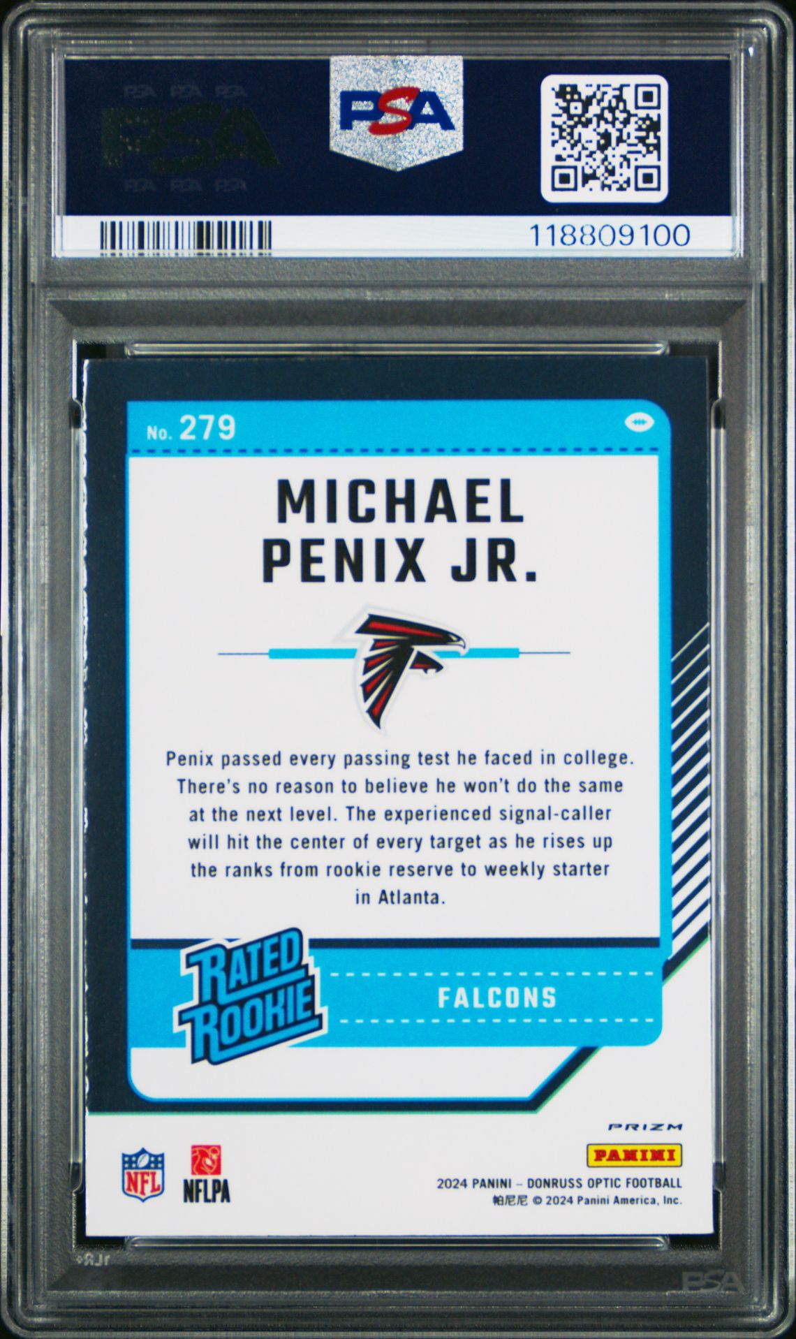 2024 Panini Donruss Optic Michael Penix Jr. #279 (Purple Shock) Mint 9 back