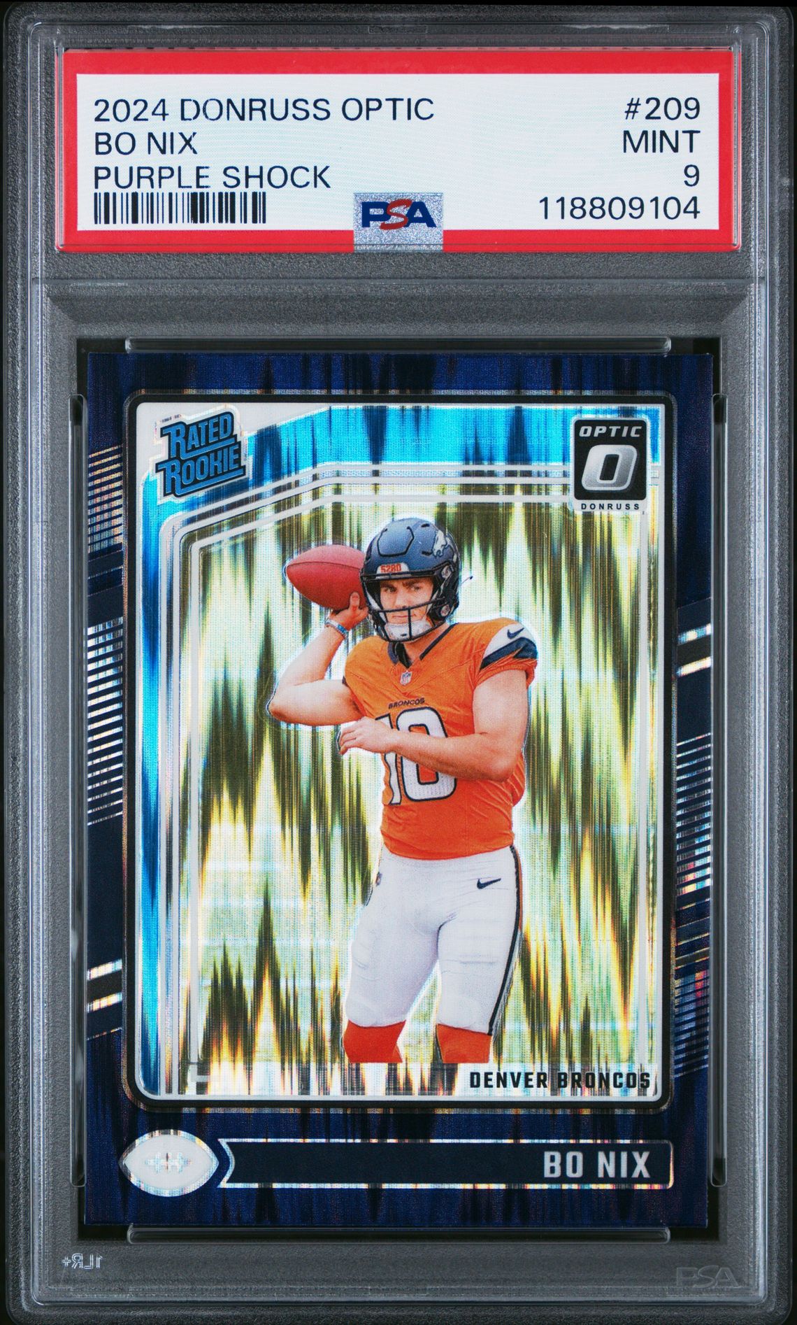 2024 Panini Donruss Optic Bo Nix #209 (Purple Shock) Mint 9 front