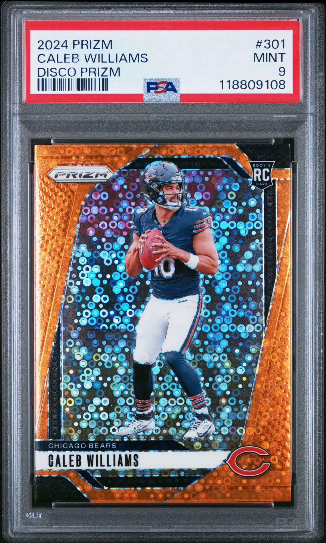2024 Panini Prizm Caleb Williams #301 (Disco Prizm) Mint 9 front