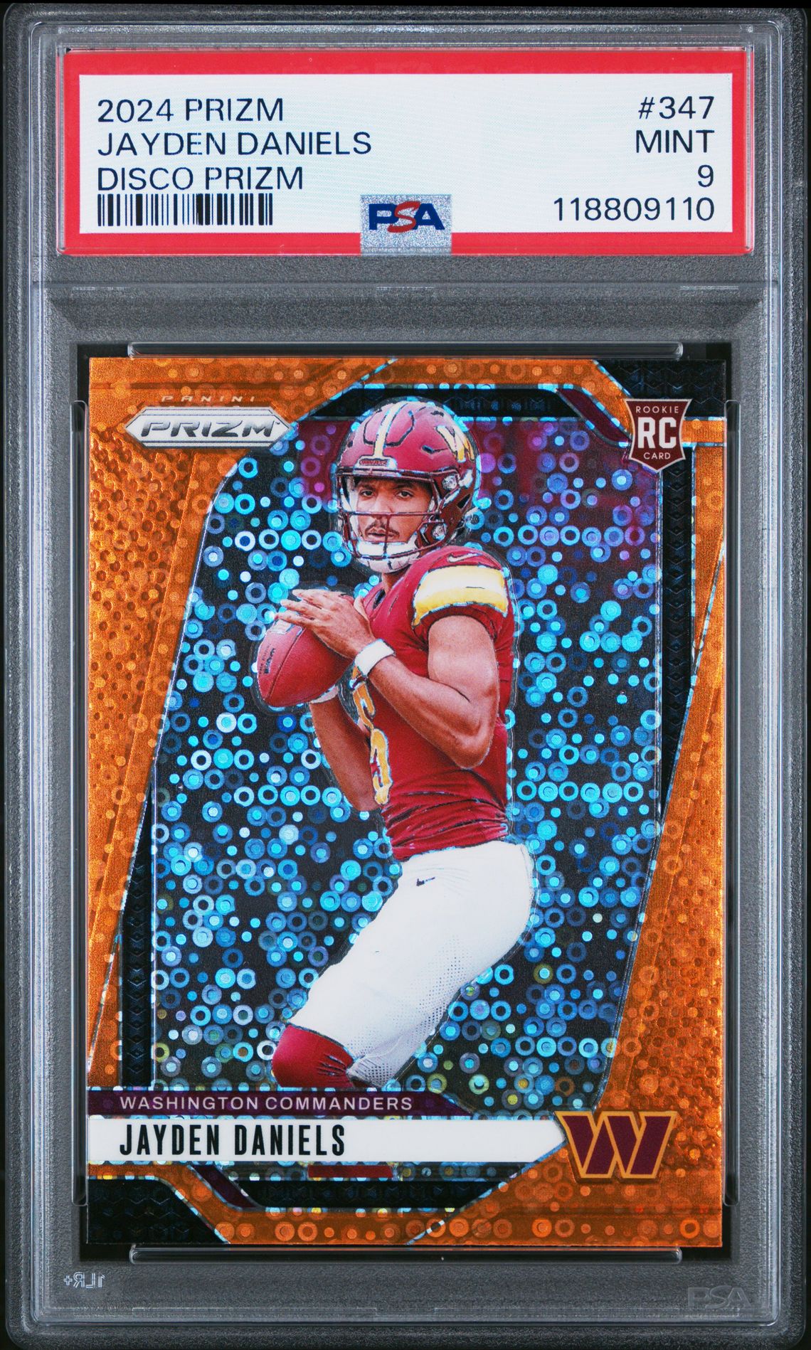 2024 Panini Prizm Jayden Daniels #347 (Disco Prizm) Mint 9 front