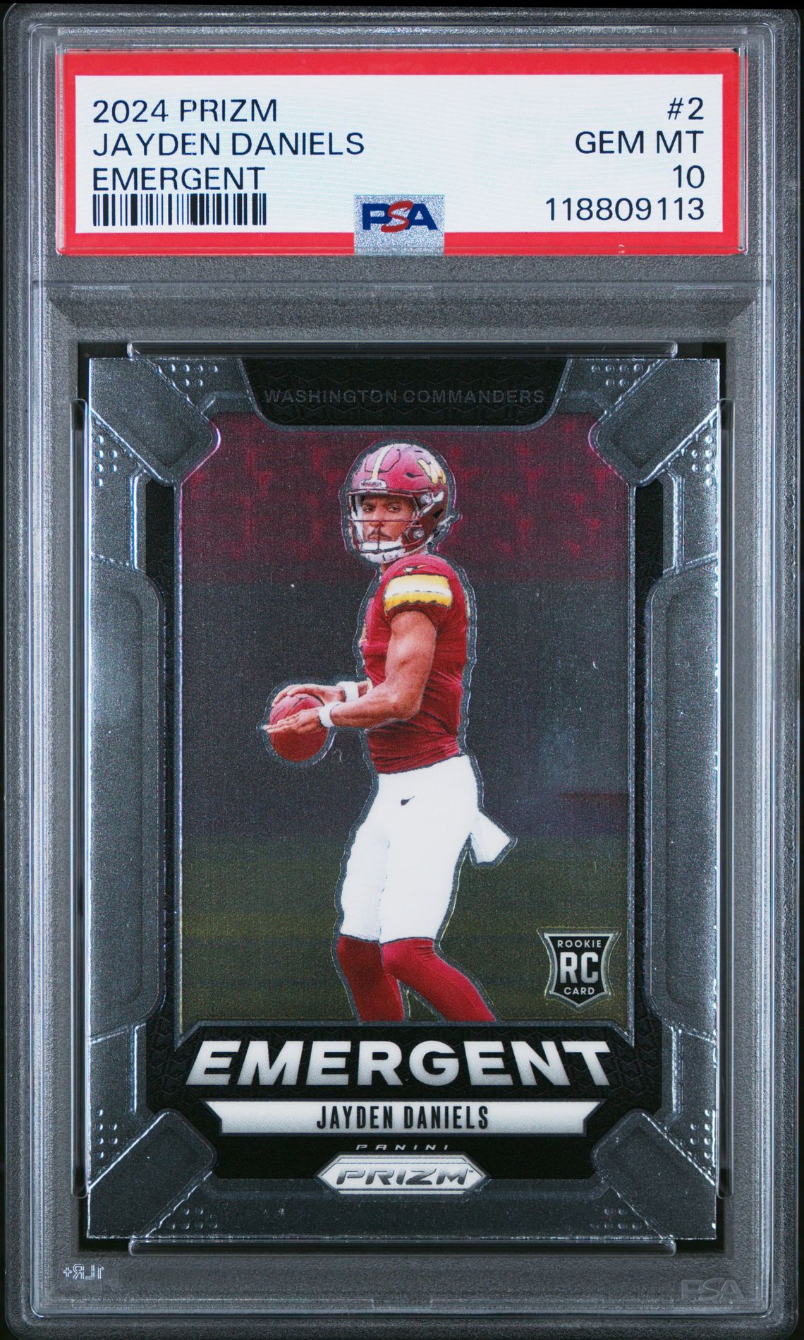 2024 Panini Prizm Emergent Jayden Daniels #2 Gem Mt 10 front