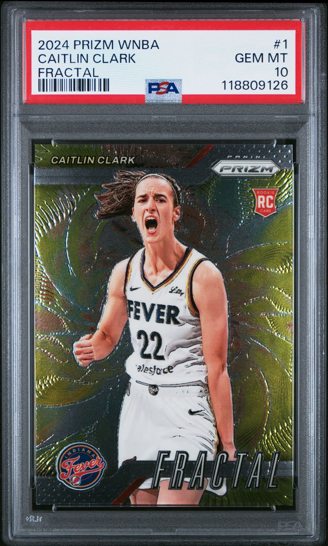 2024 Panini Prizm Wnba Fractal Caitlin Clark #1 Gem Mt 10 front
