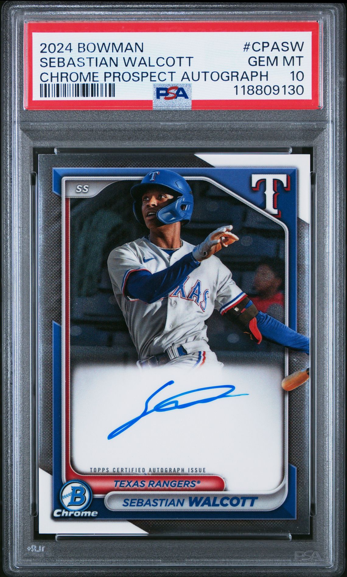 2024 Bowman Chrome Prospect Autographs Sebastian Walcott #Cpasw Gem Mt 10 front