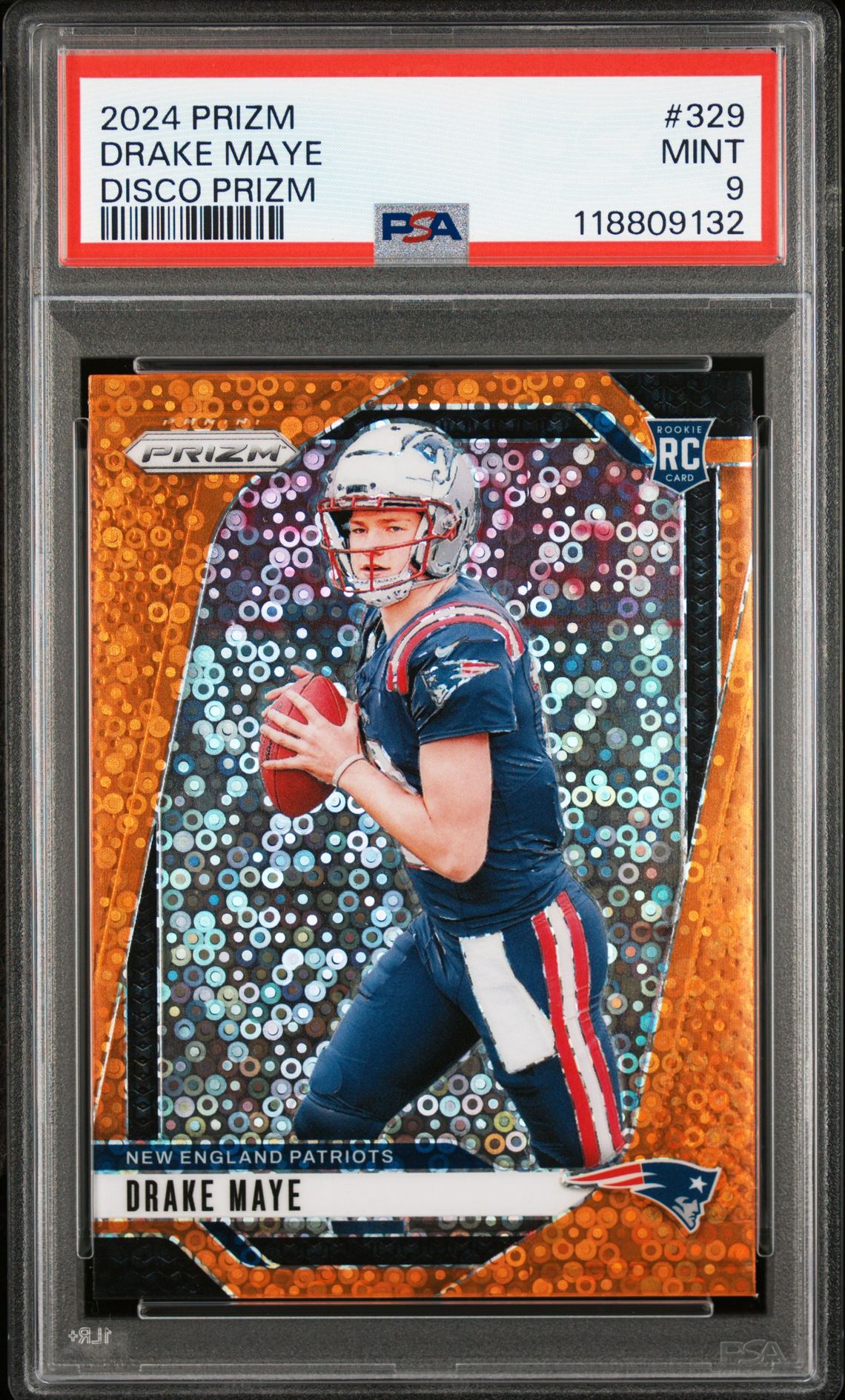 2024 Panini Prizm Drake Maye #329 (Disco Prizm) Mint 9 front