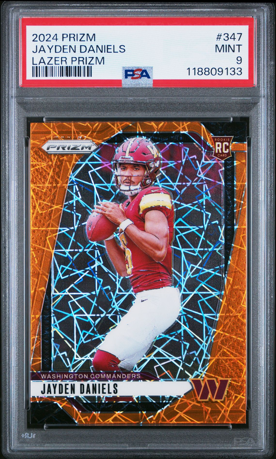 2024 Panini Prizm Jayden Daniels #347 (Lazer Prizm) Mint 9 front