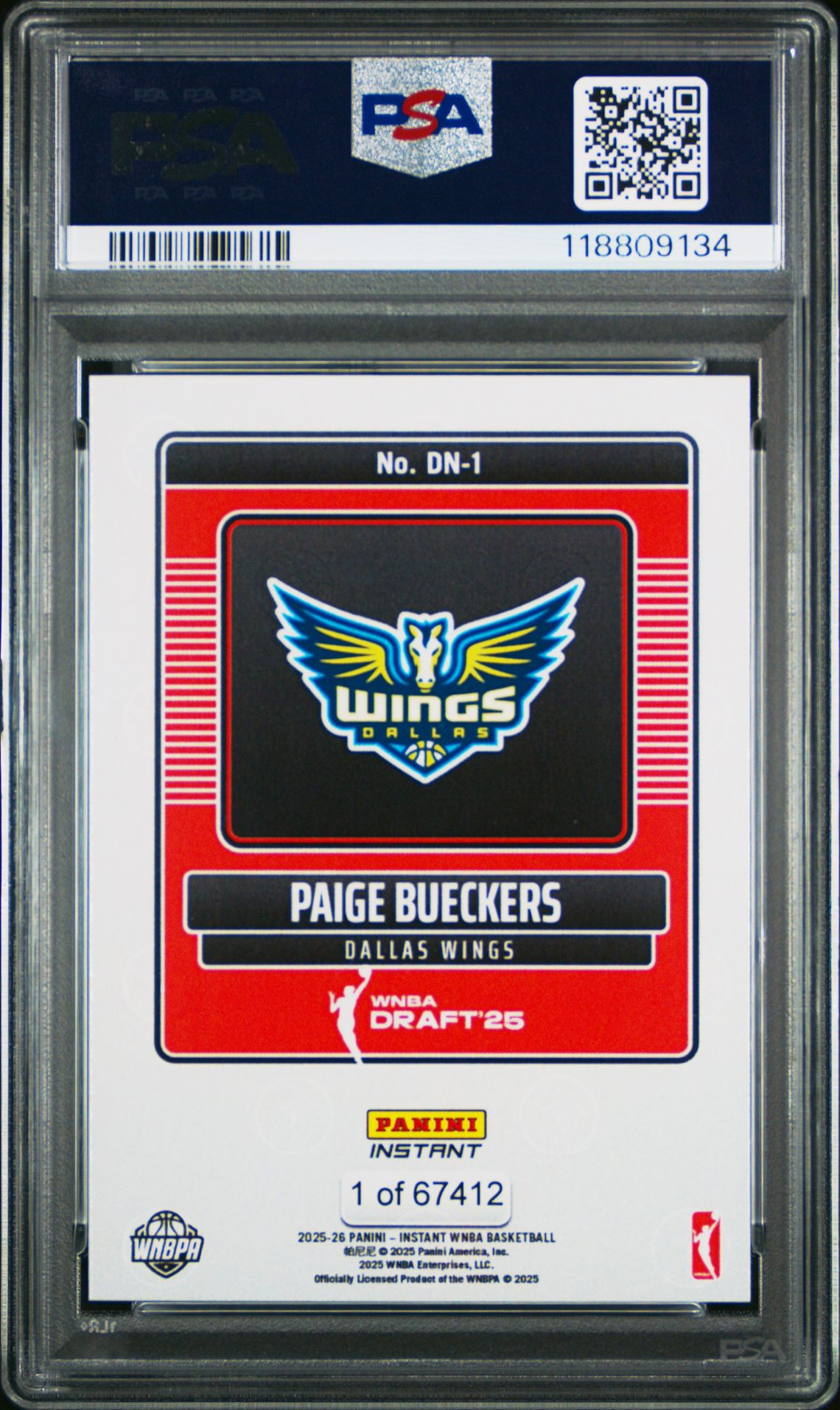 2025 Panini Instant Wnba Draft Night Paige Bueckers #Dn1 Mint 9 back