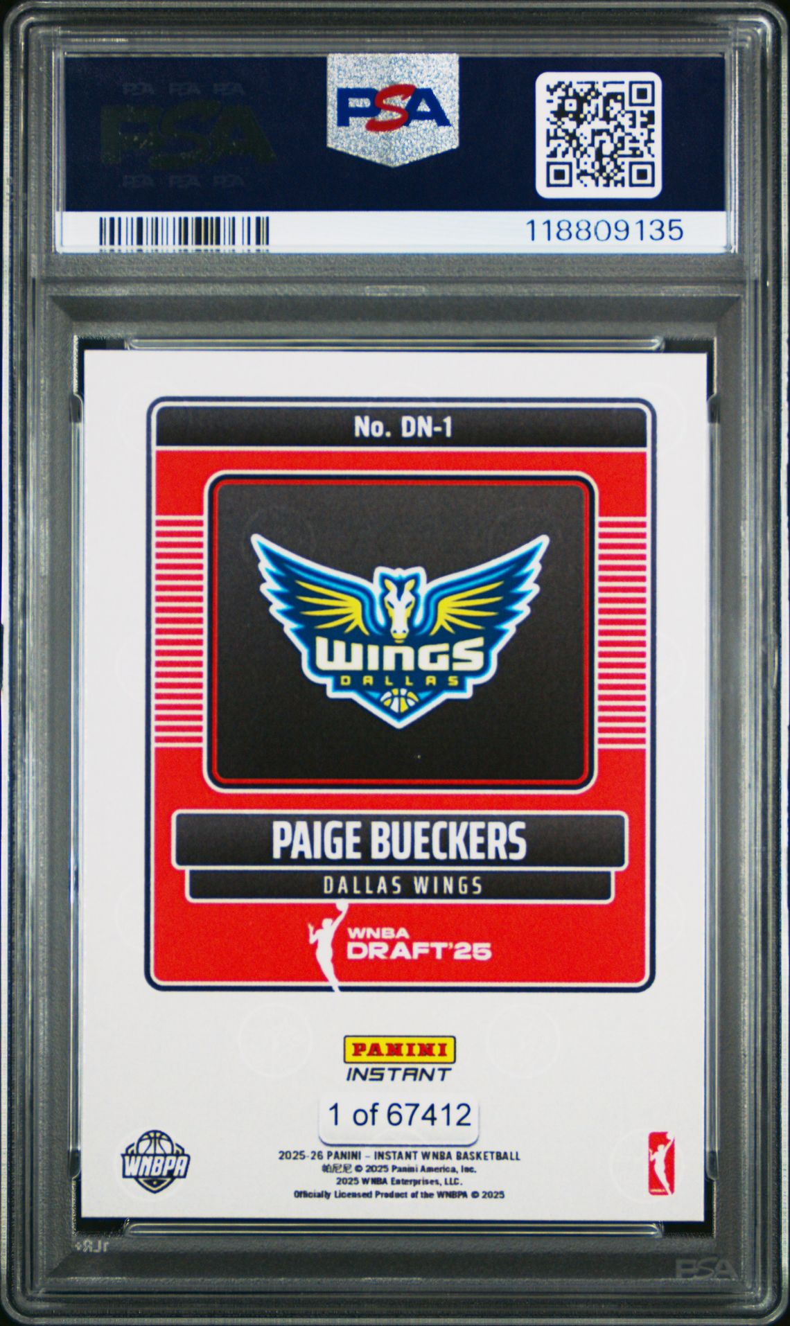 2025 Panini Instant Wnba Draft Night Paige Bueckers #Dn1 Mint 9 back