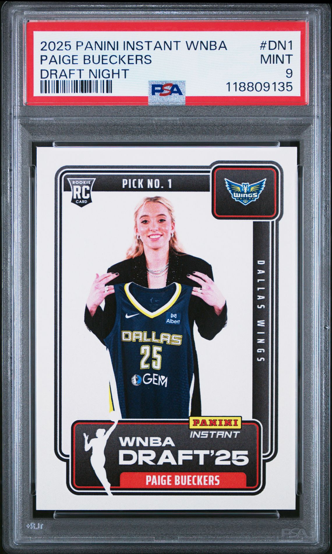 2025 Panini Instant Wnba Draft Night Paige Bueckers #Dn1 Mint 9 front