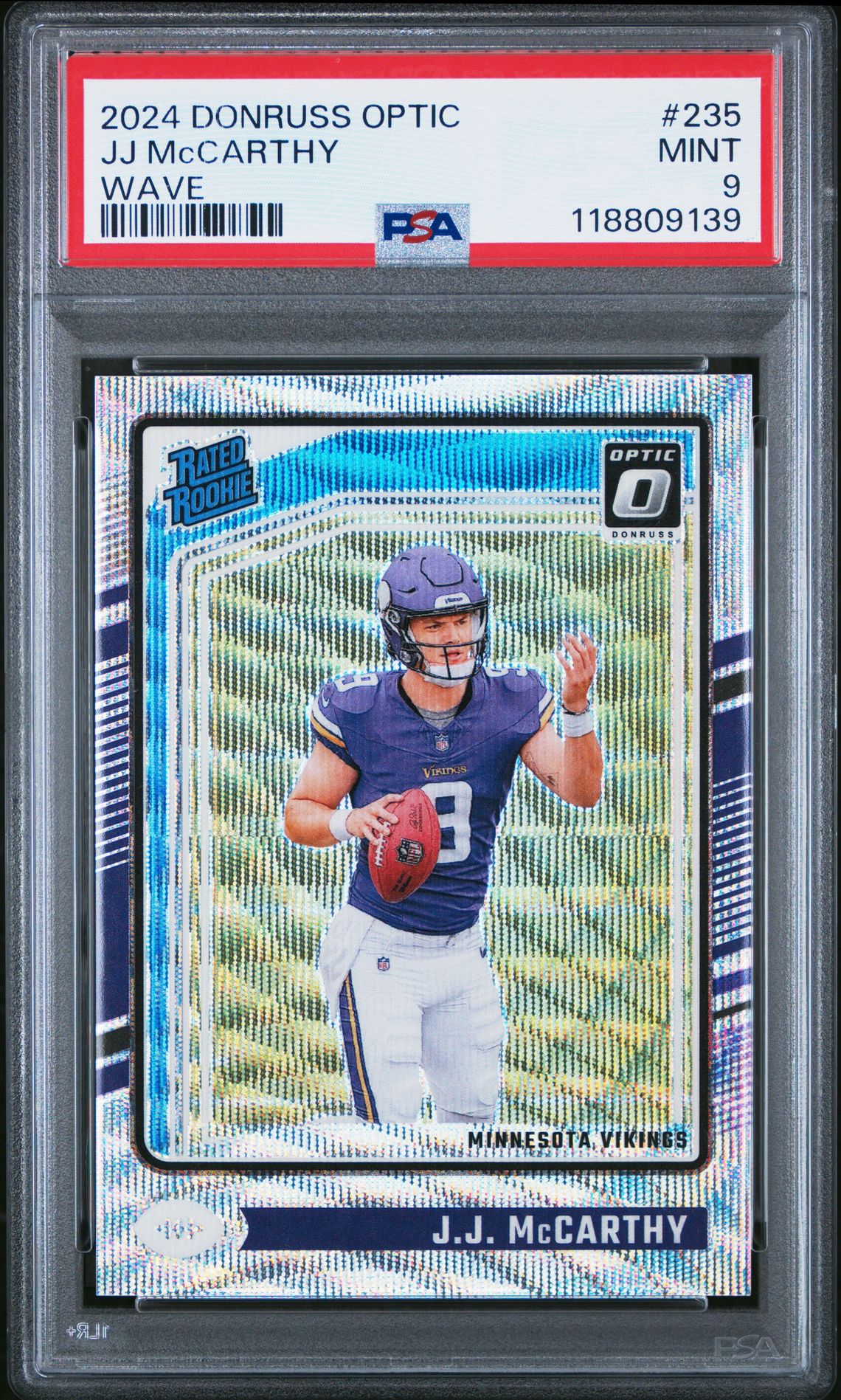 2024 Panini Donruss Optic Jj Mccarthy #235 (Wave) Mint 9 front