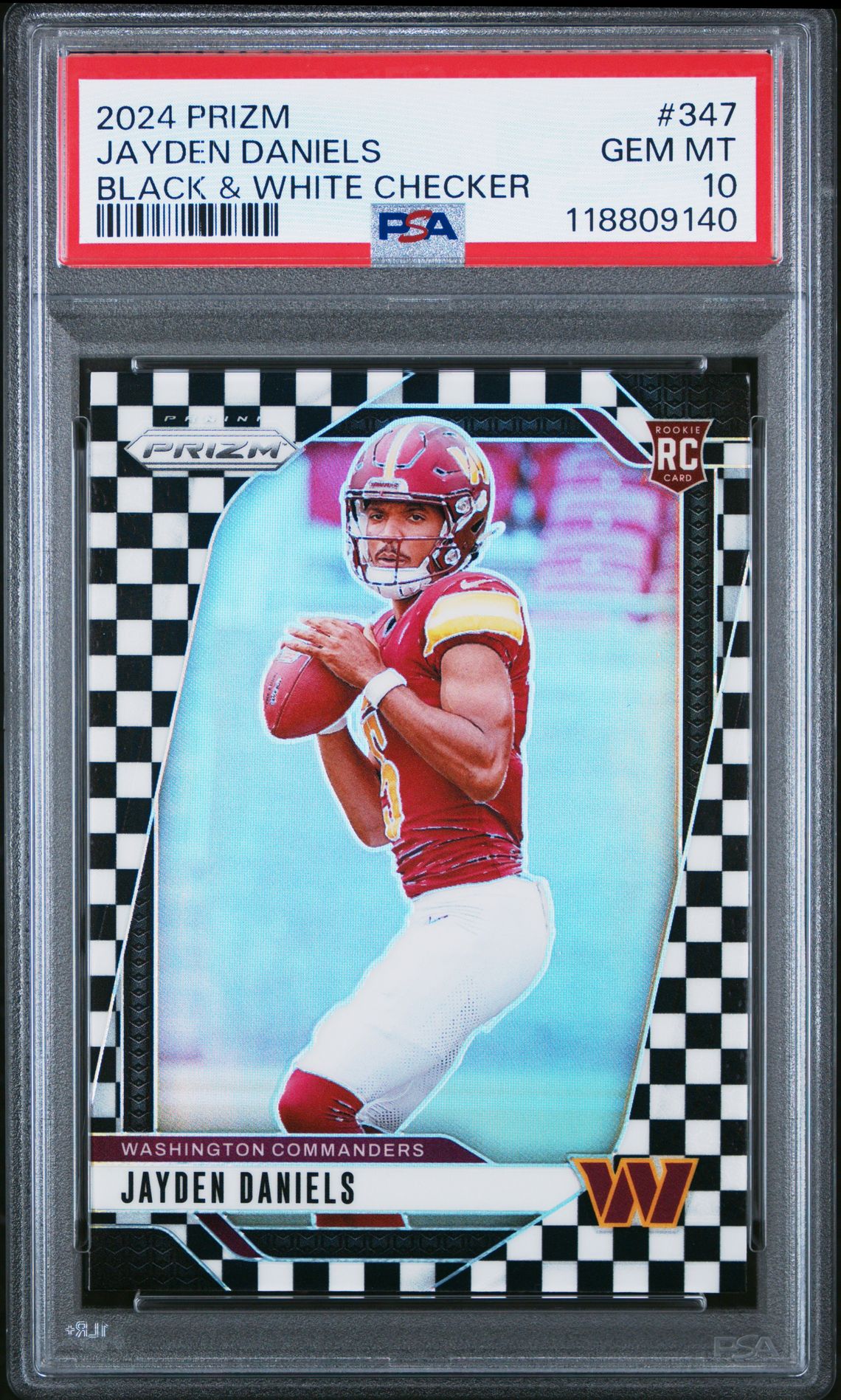 2024 Panini Prizm Jayden Daniels #347 (Black & White Checker) Gem Mt 10 front