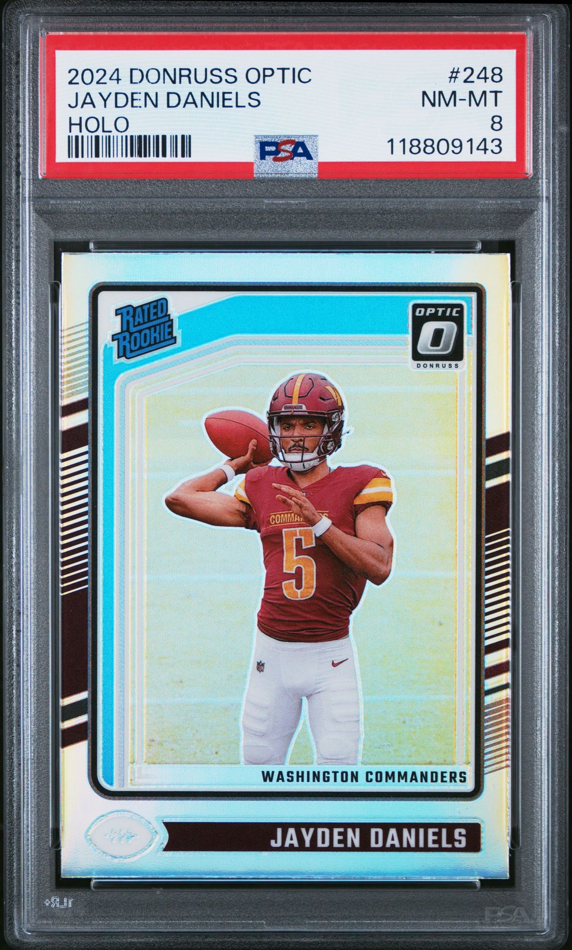 2024 Panini Donruss Optic Jayden Daniels #248 (Holo) Nm-Mt 8 front