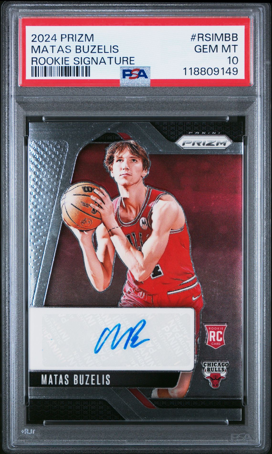 2024 Panini Prizm Rookie Signatures Matas Buzelis #Rsimbb Gem Mt 10 front