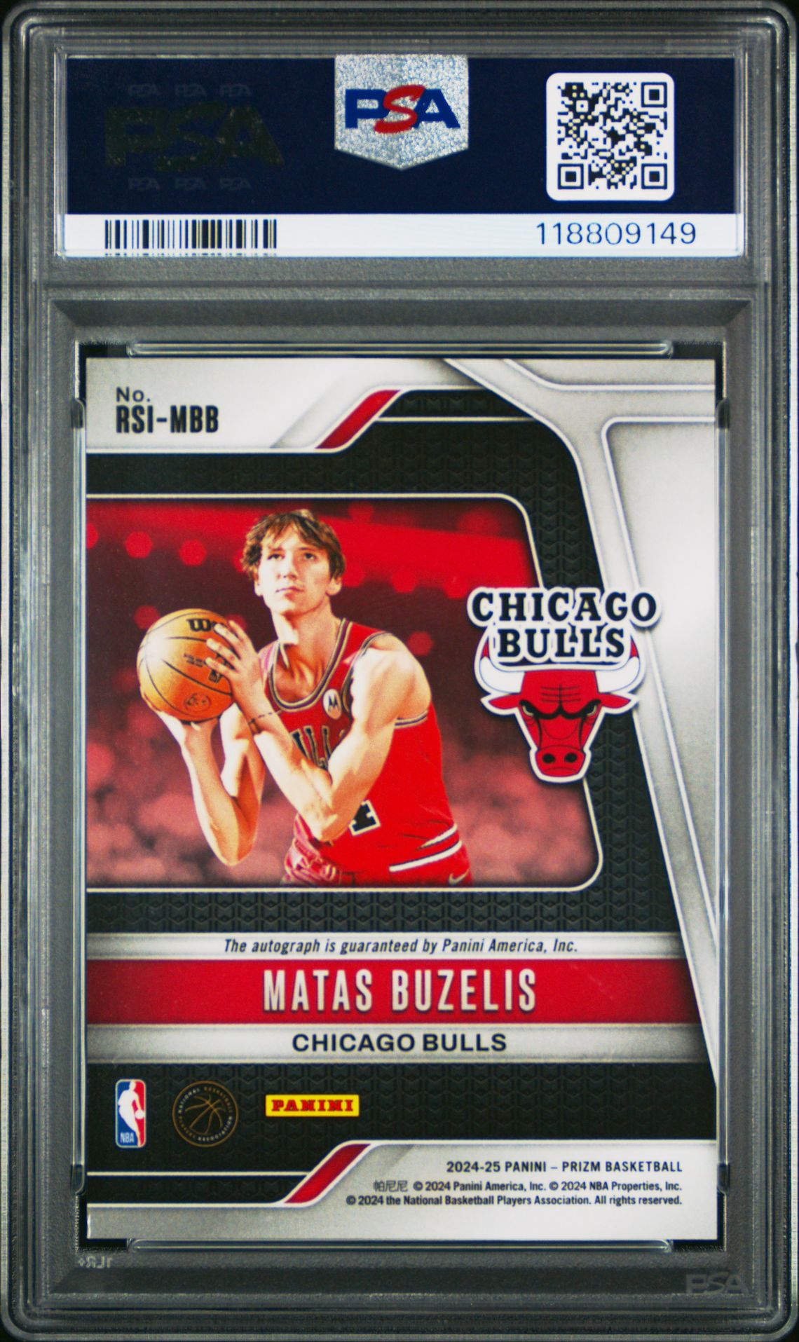 2024 Panini Prizm Rookie Signatures Matas Buzelis #Rsimbb Gem Mt 10 back