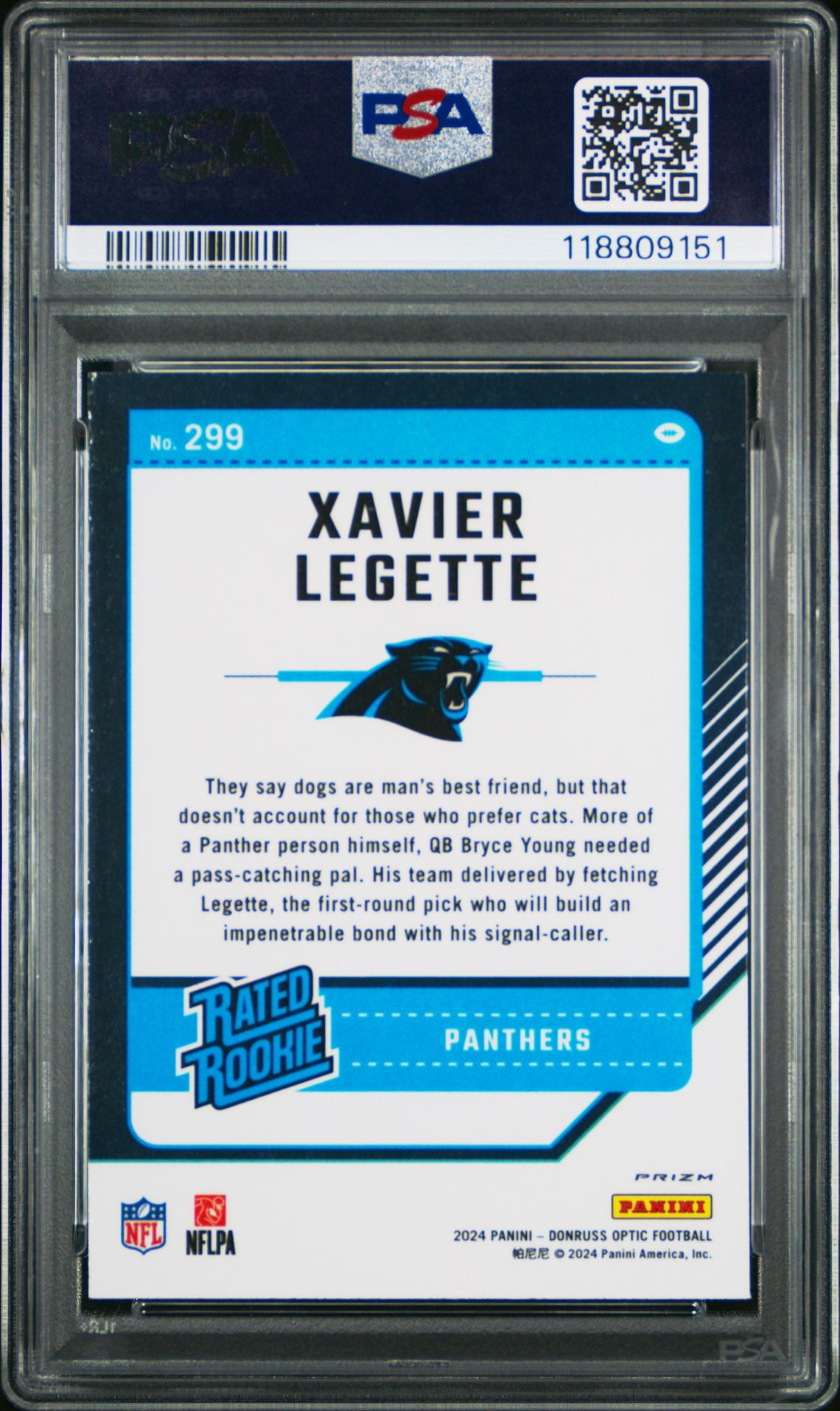2024 Panini Donruss Optic Xavier Legette #299 (Green Velocity) Mint 9 back