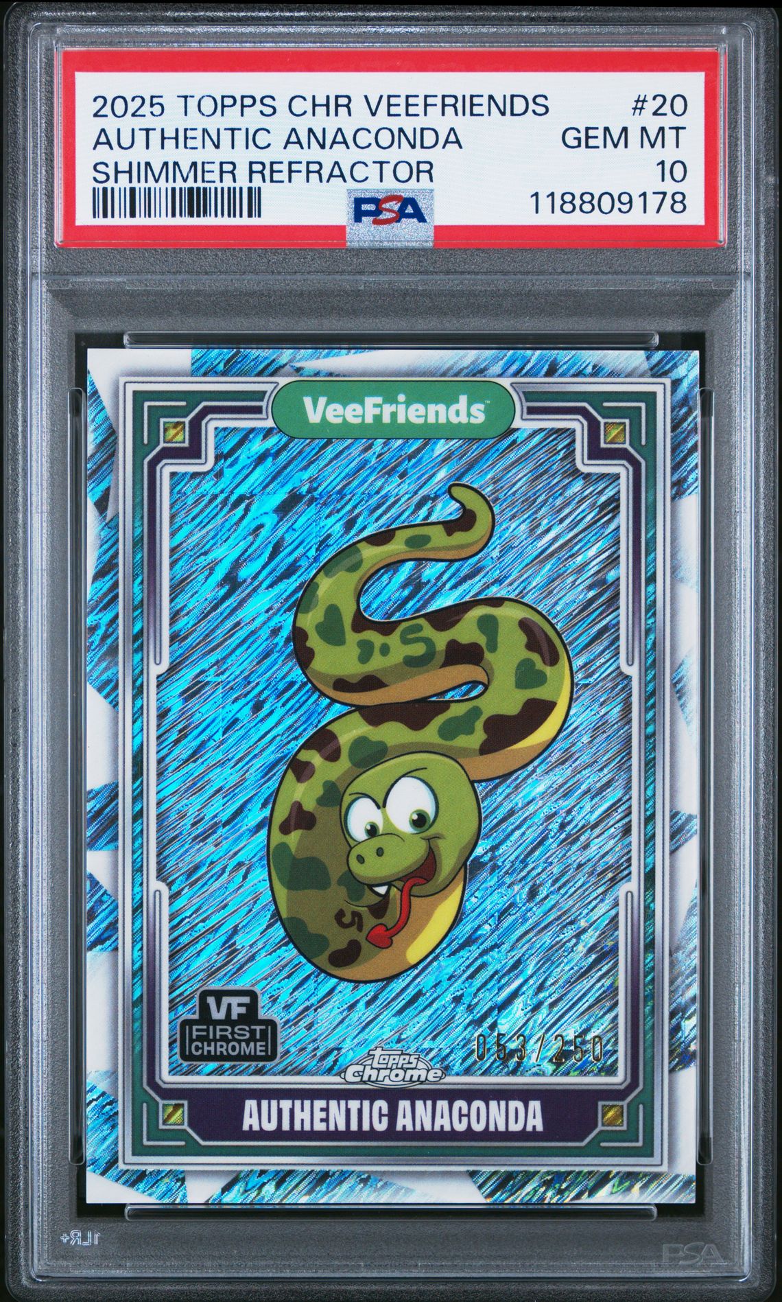 2025 Topps Chrome Veefriends Authentic Anaconda #20 (Shimmer Refractor) Gem Mt 10 front