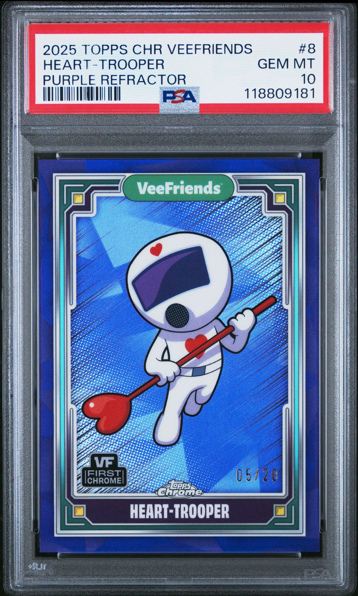 2025 Topps Chrome Veefriends Heart-Trooper #8 (Purple Refractor) Gem Mt 10 front