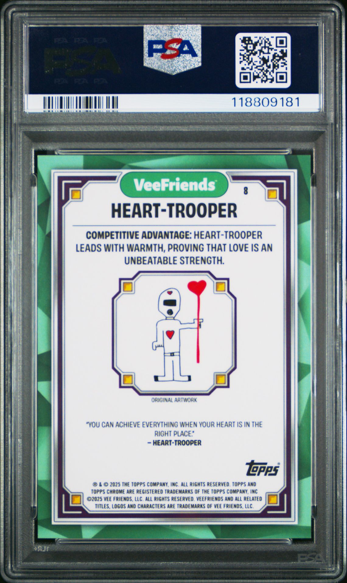 2025 Topps Chrome Veefriends Heart-Trooper #8 (Purple Refractor) Gem Mt 10 back