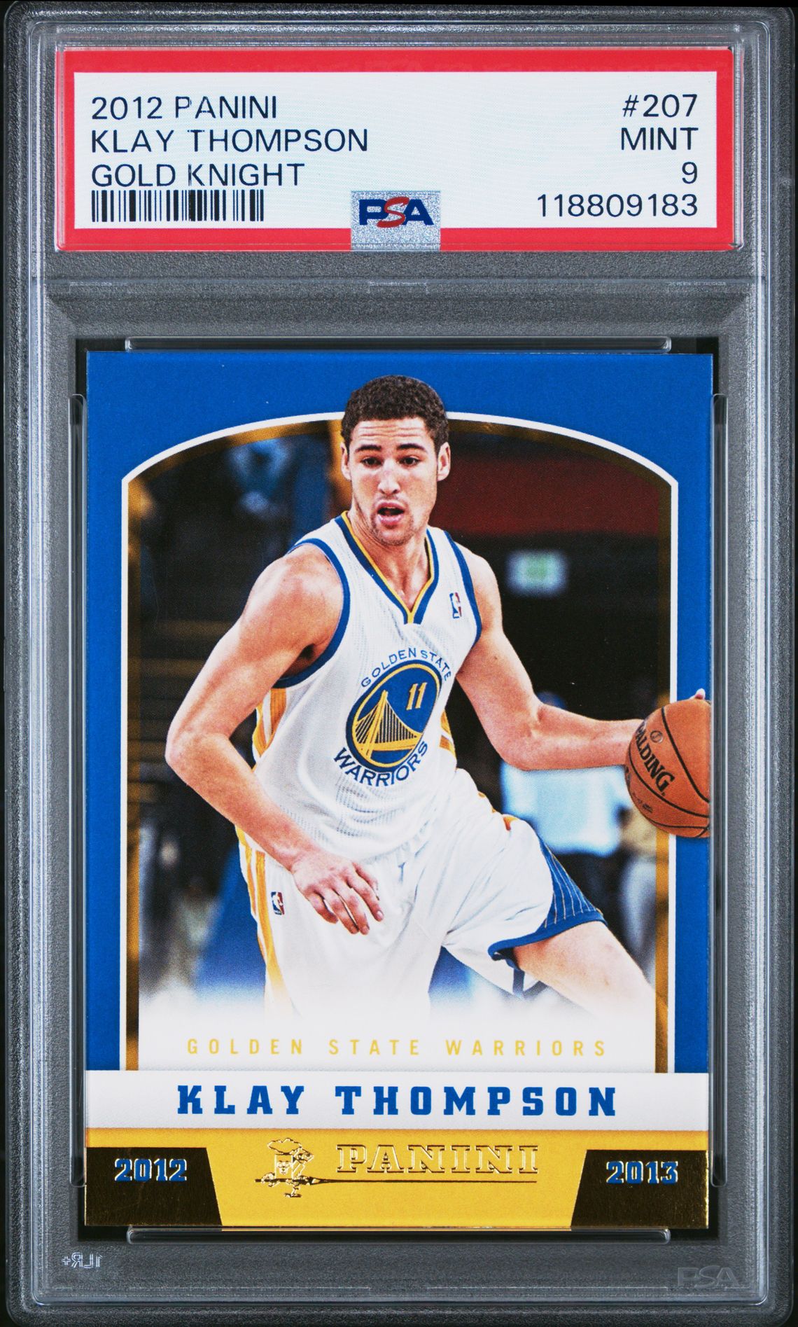 2012 Panini Klay Thompson #207 (Gold Knight) Mint 9 front