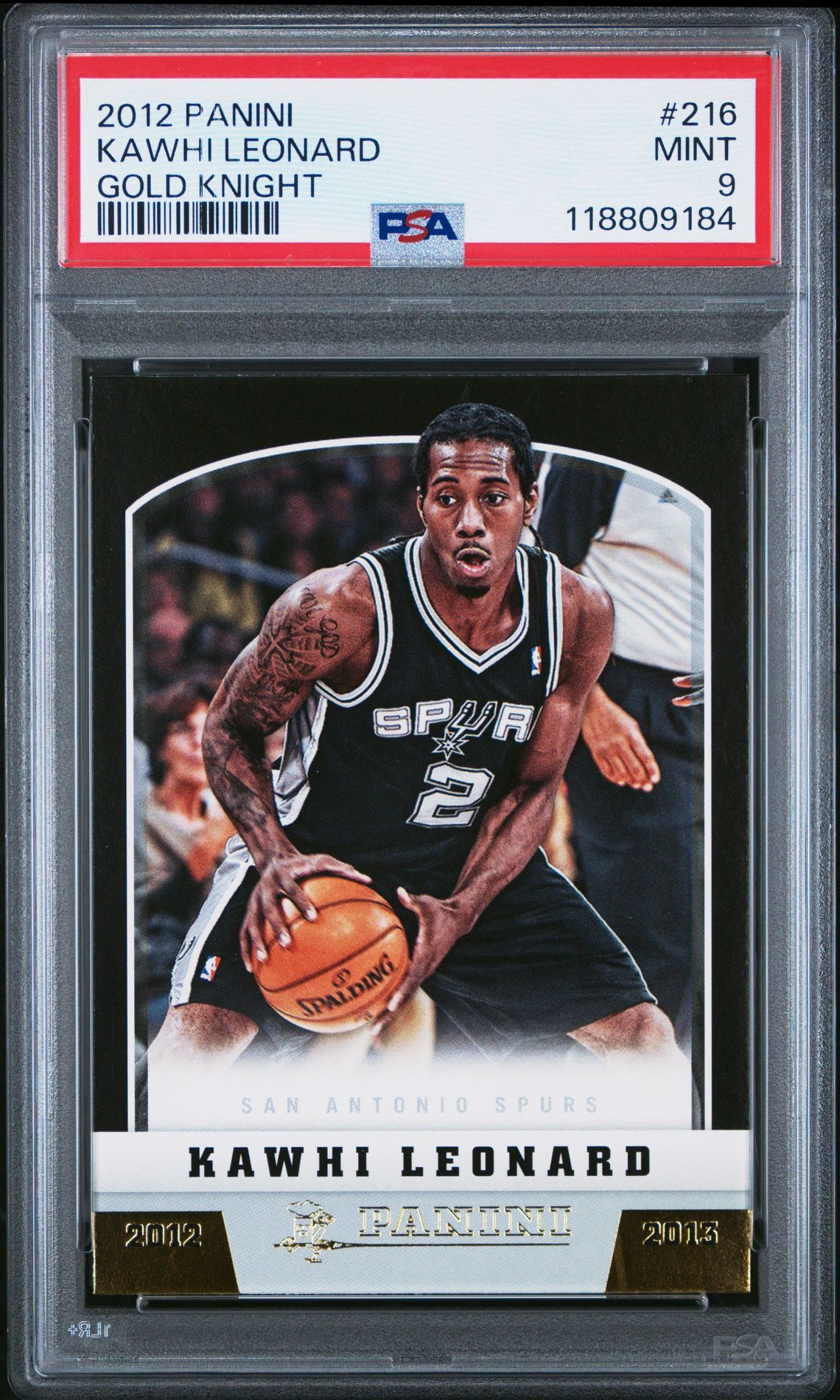 2012 Panini Kawhi Leonard #216 (Gold Knight) Mint 9 front