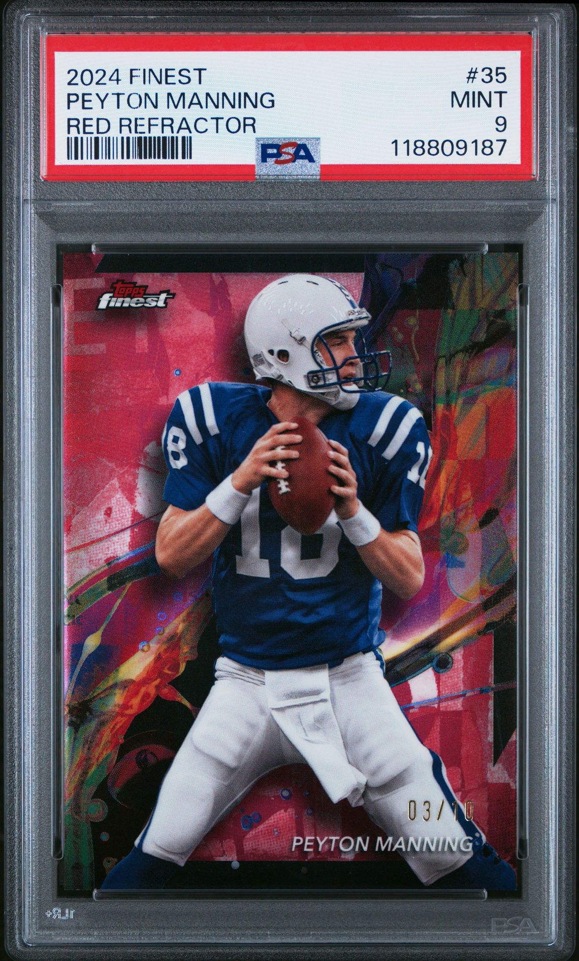2024 Topps Finest Peyton Manning #35 (Red Refractor) Mint 9 front