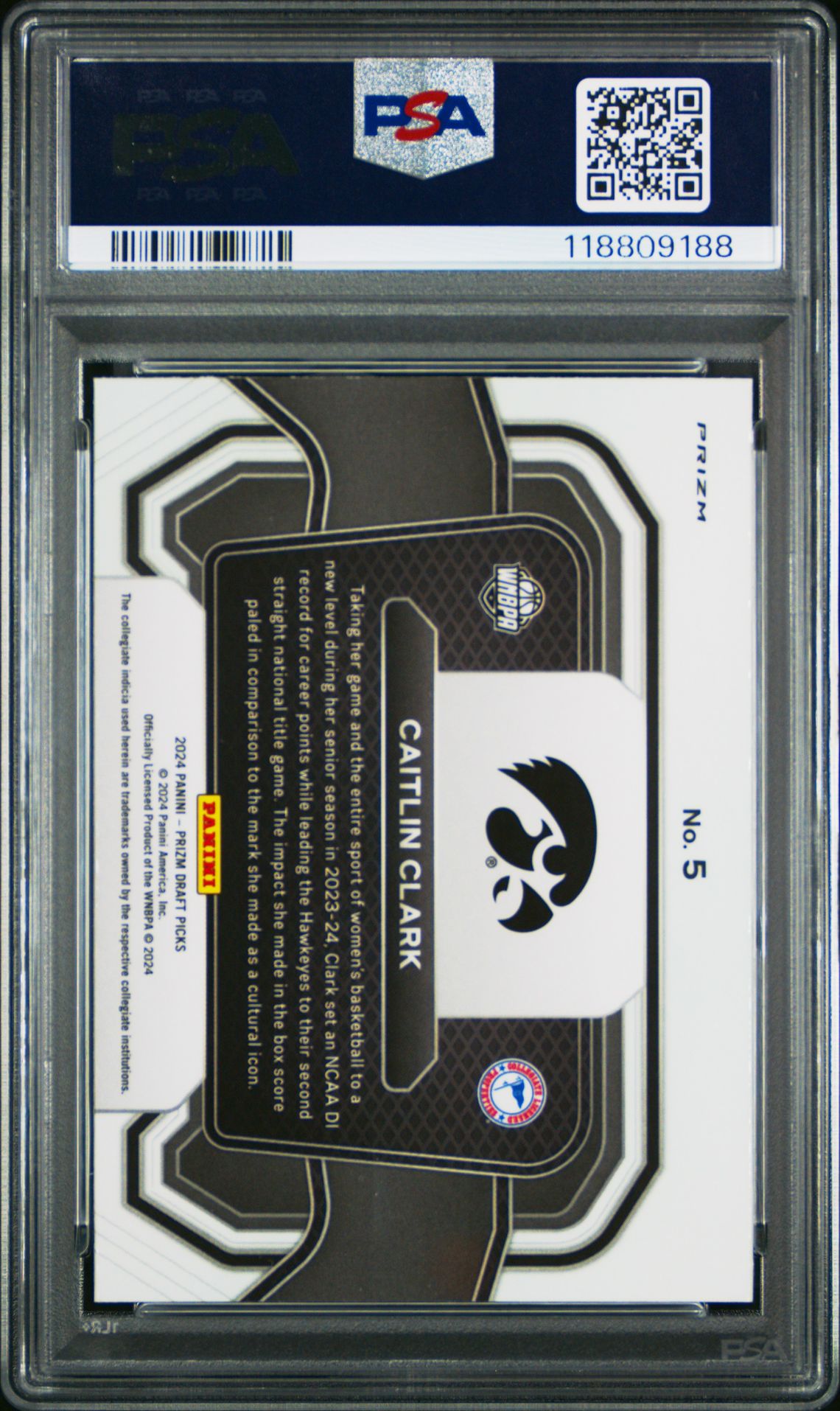 2024 Panini Prizm Draft Picks Campus Legends Caitlin Clark #5 (Campus Legend-Red Ice) Mint 9 back