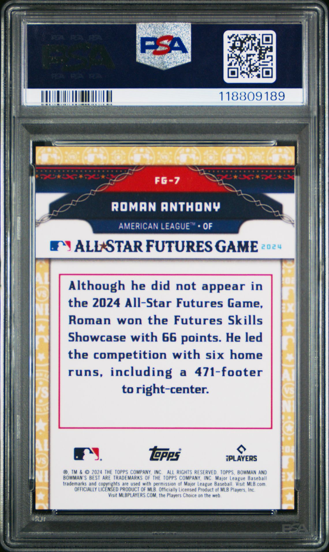 2024 Bowman's Best 2024 Mlb All-Star Futures Game Roman Anthony #Fg7 (All-Star Futures Game-Lava) Mint 9 back