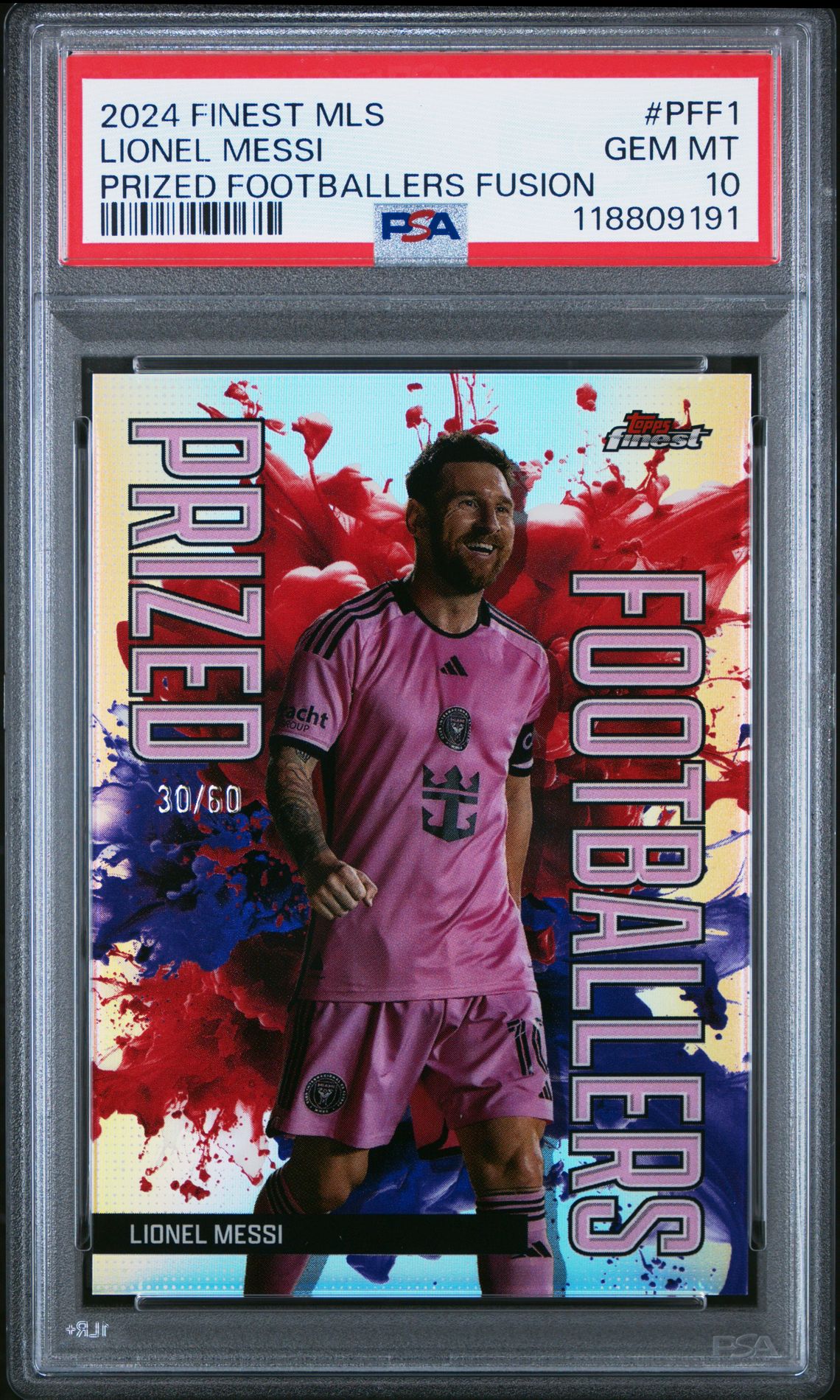 2024 Topps Finest Mls Prized Footballers Fusion Lionel Messi #Pff1 Gem Mt 10 front