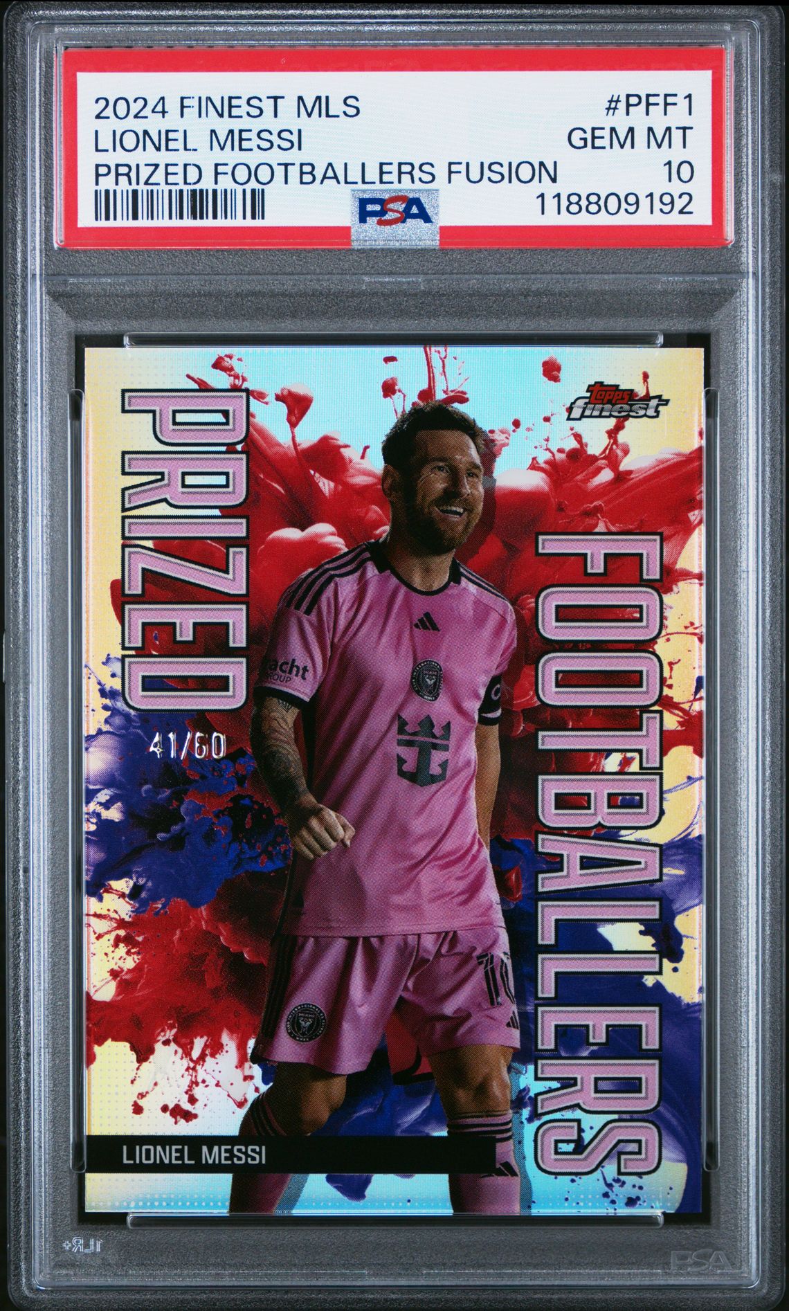 2024 Topps Finest Mls Prized Footballers Fusion Lionel Messi #Pff1 Gem Mt 10 front