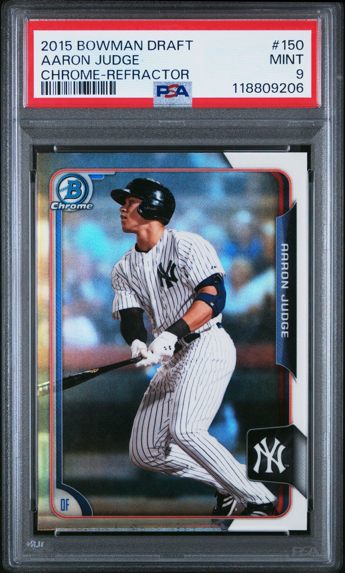 2015 Bowman Draft Aaron Judge #150 (Chrome-Refractor) Mint 9 front