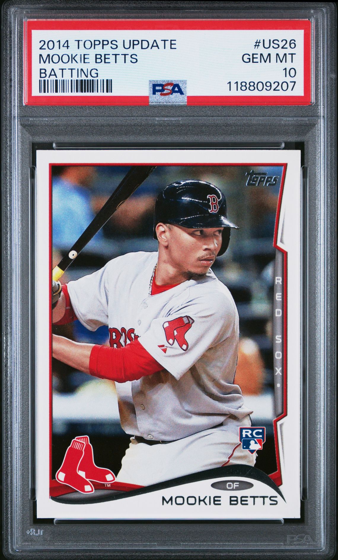 2014 Topps Update Mookie Betts #Us26 (Batting) Gem Mt 10 front