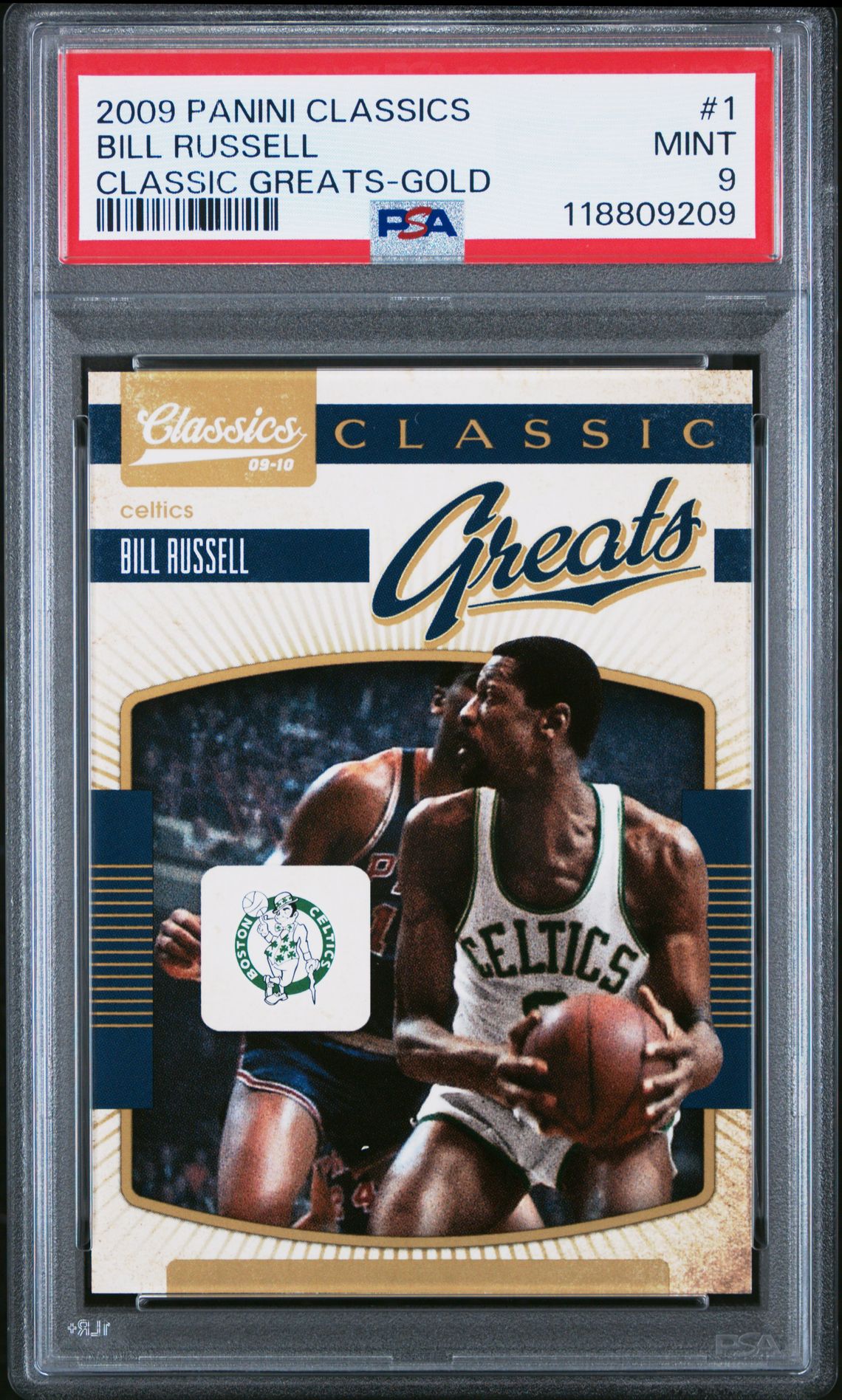 2009 Panini Classics Classic Greats Bill Russell #1 (Classic Greats-Gold) Mint 9 front