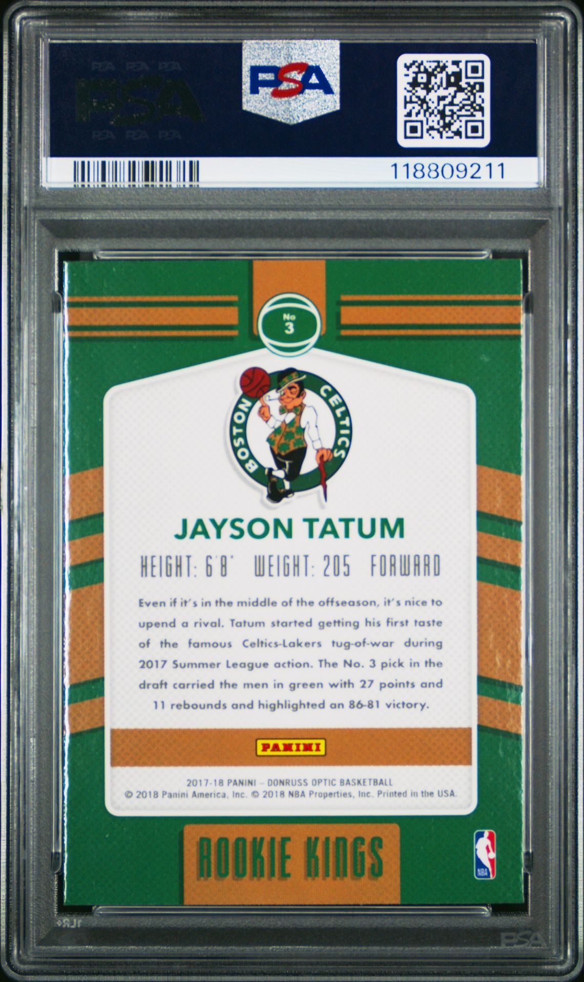 2017 Panini Donruss Optic Rookie Kings Jayson Tatum #3 (Rookie Kings) Nm-Mt 8 back