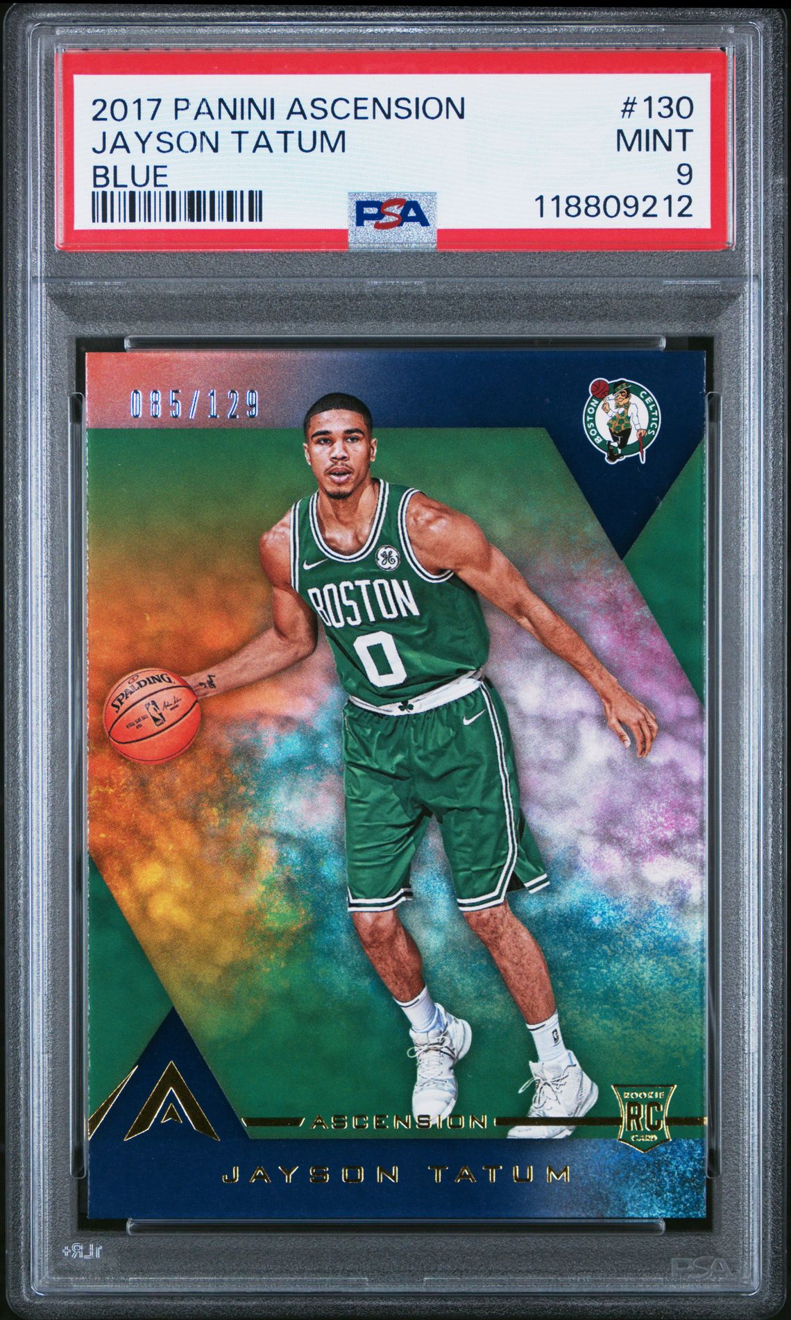 2017 Panini Ascension Jayson Tatum #130 (Blue) Mint 9 front