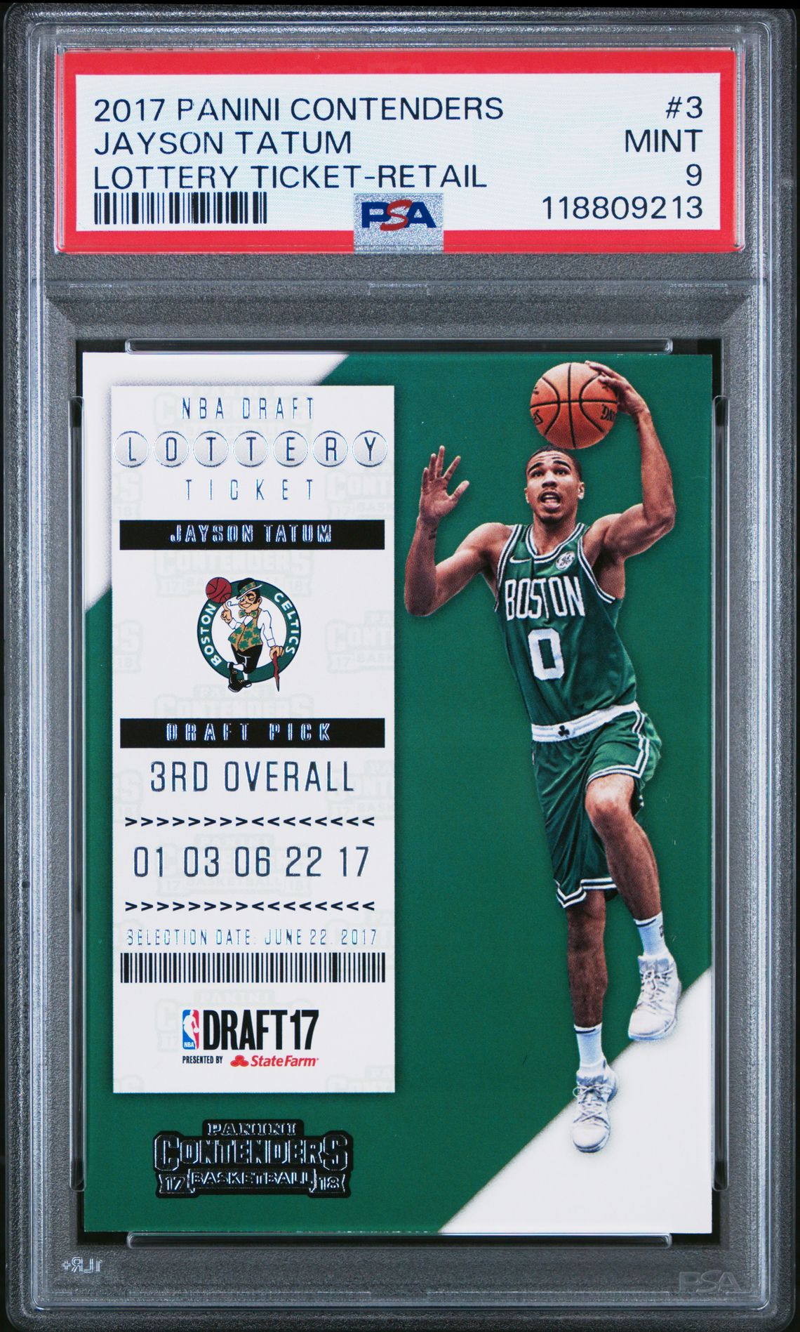 2017 Panini Contenders Lottery Ticket Jayson Tatum #3 (Lottery Ticket-Retail) Mint 9 front
