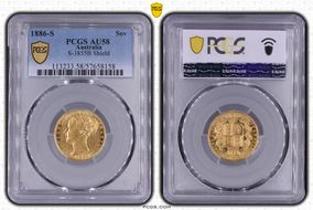 1886-S Sov S-3855B Shield AU58