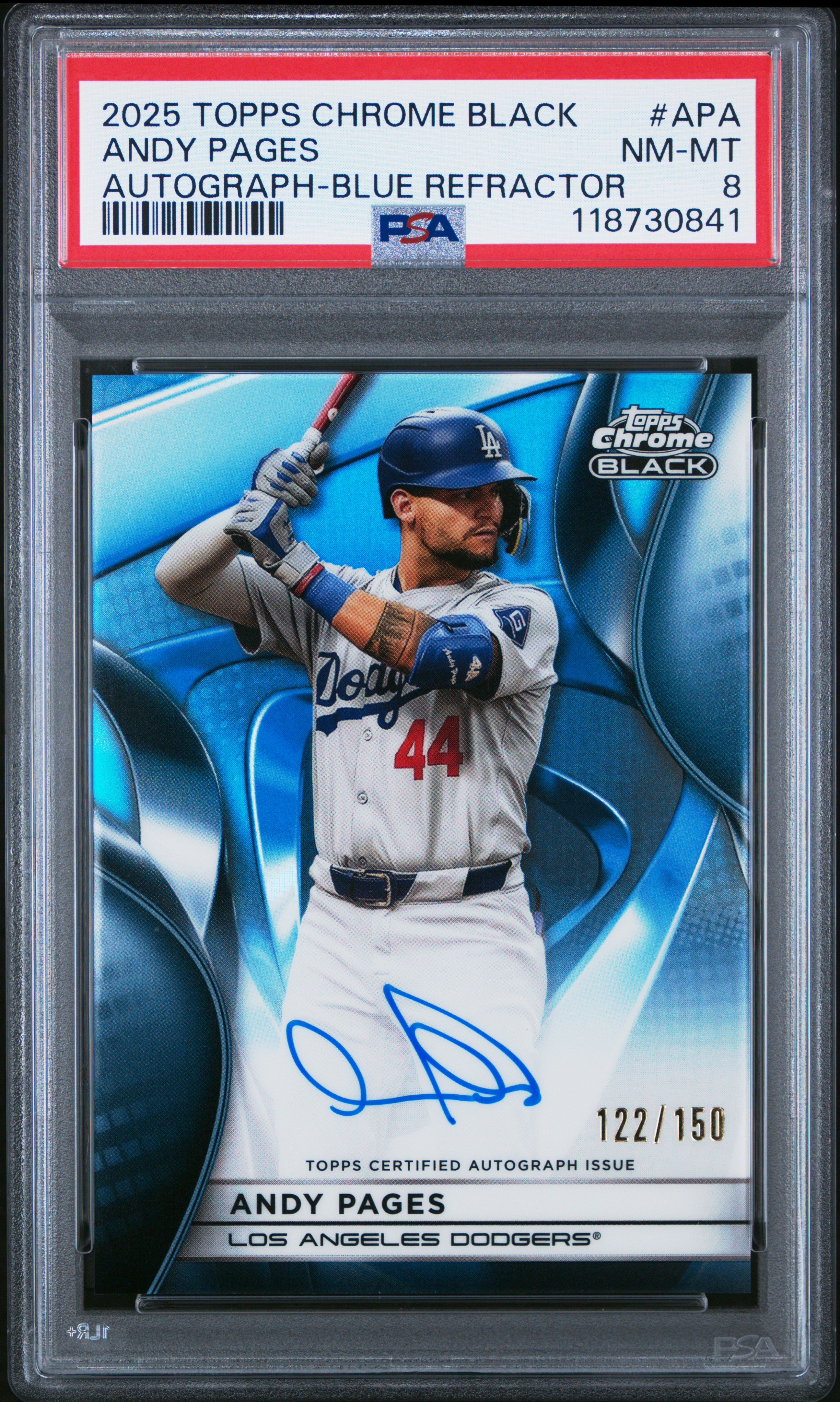 2025 #APA Andy Pages PSA 8 Topps Chrome Black Autographs