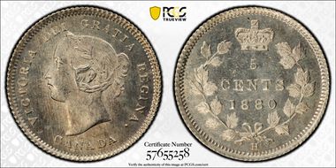 1880-H 5C Obverse 2 MS66