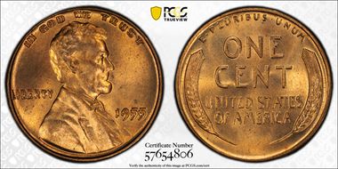 1955 1C Doubled Die Obverse MS64+ RD