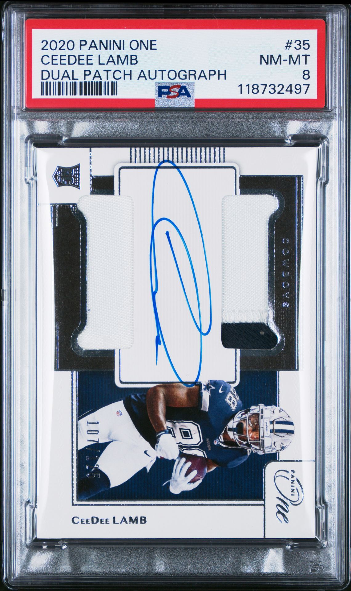 2020 Panini One Ceedee Lamb #35 (Dual Patch Autograph) Nm-Mt 8 front