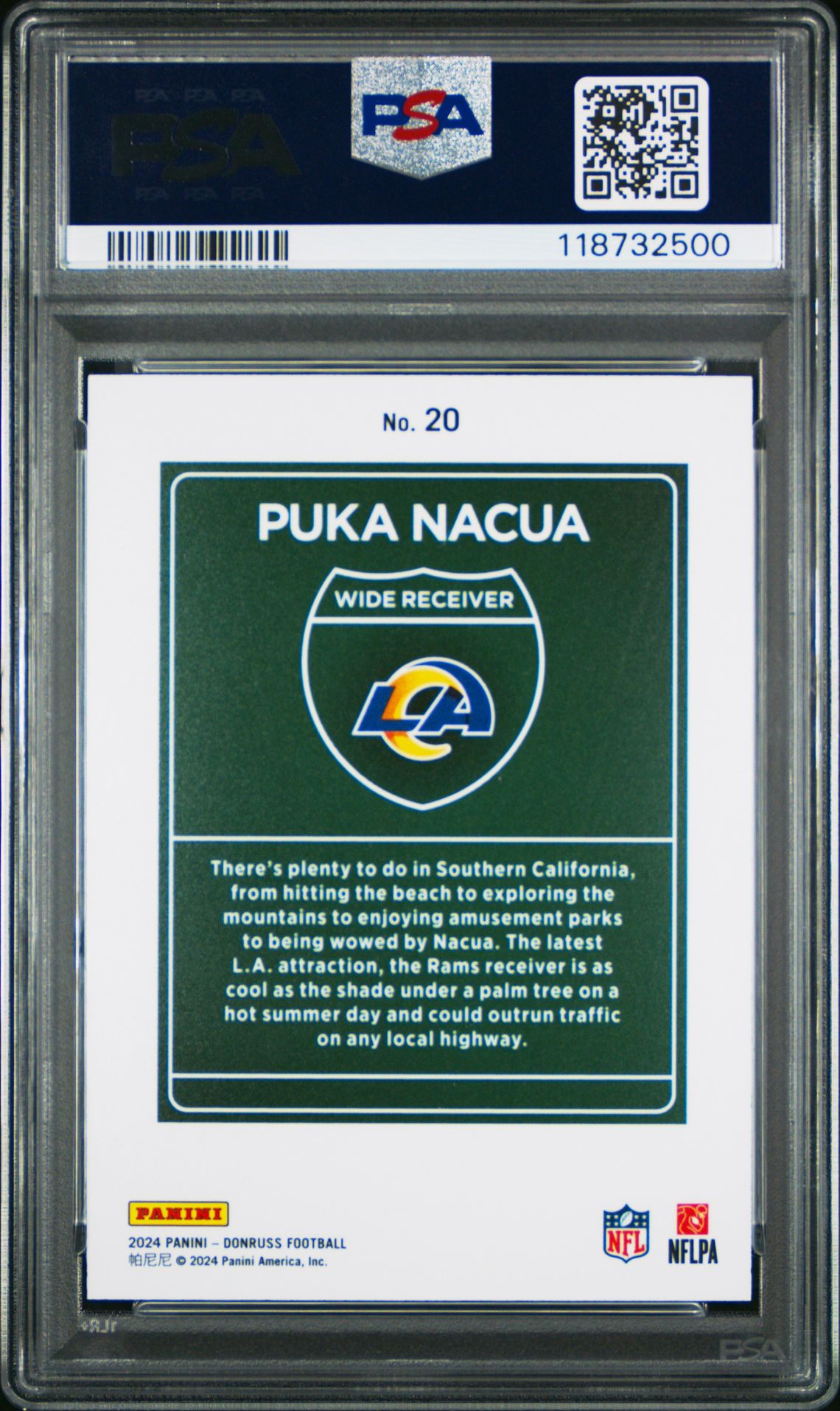 2024 Panini Donruss Downtown! Puka Nacua #20 Mint 9 back