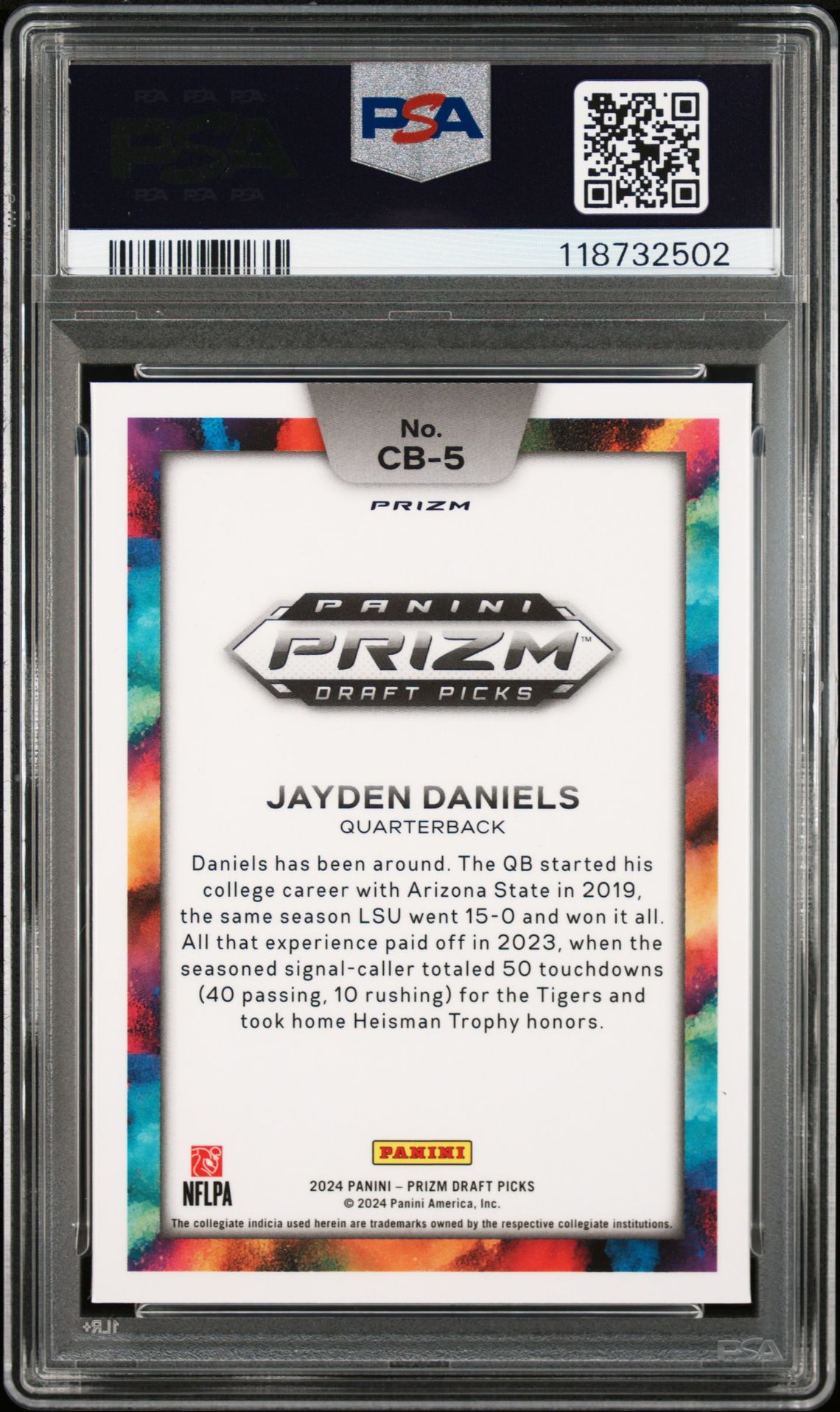 2024 Panini Prizm Draft Picks Black Color Blast Jayden Daniels #Cb5 Mint 9 back